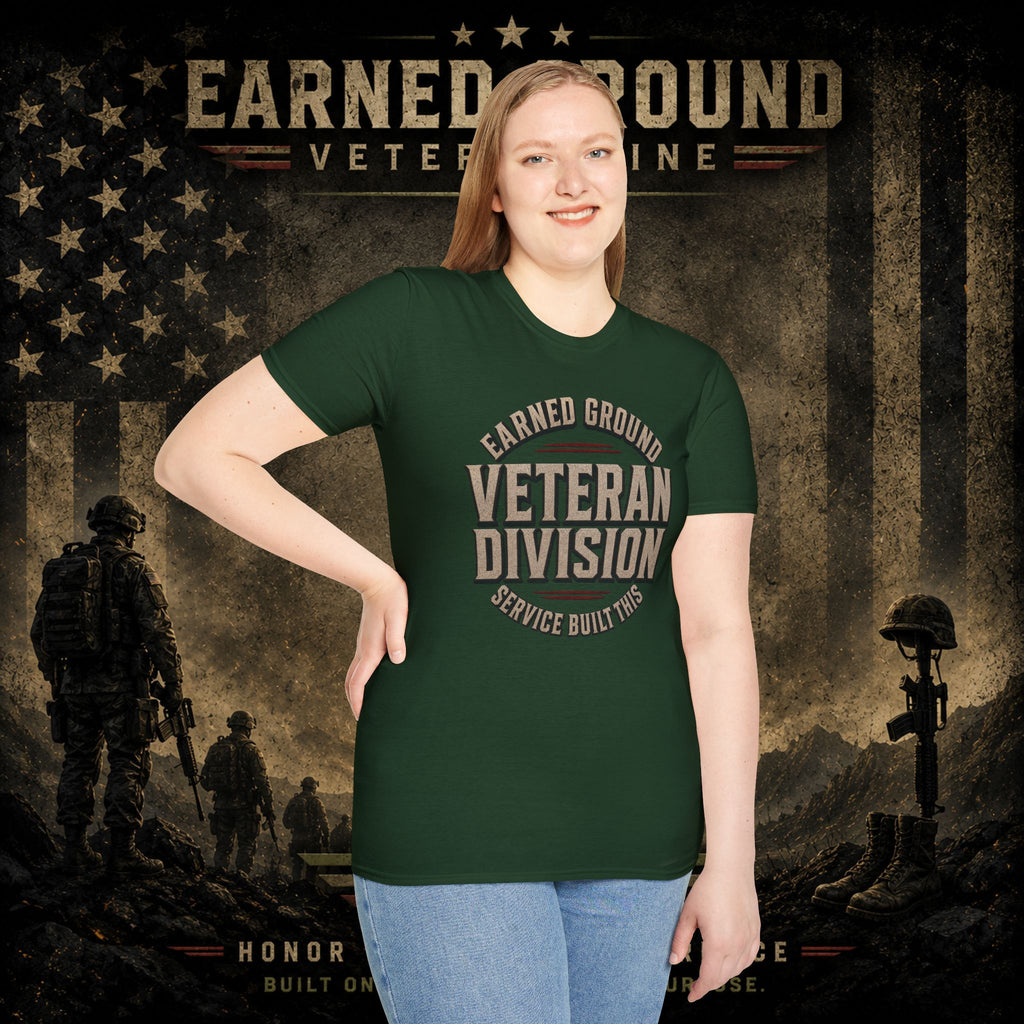 Earned Ground Veteran Division 'Service Built This'— Military Tribute Tee