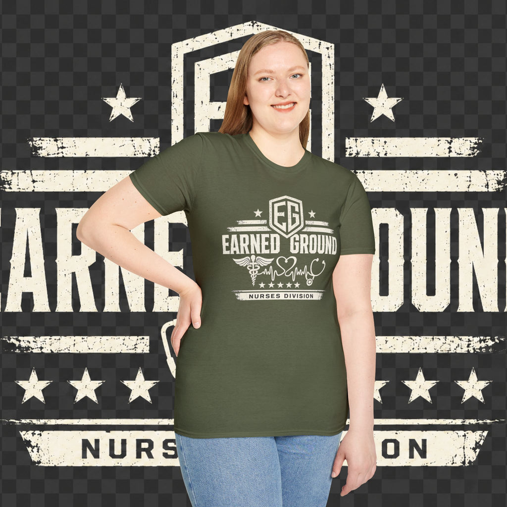 Earned Ground Nurses Division T-Shirt — Nurse Appreciation Medical Heartbeat Tee