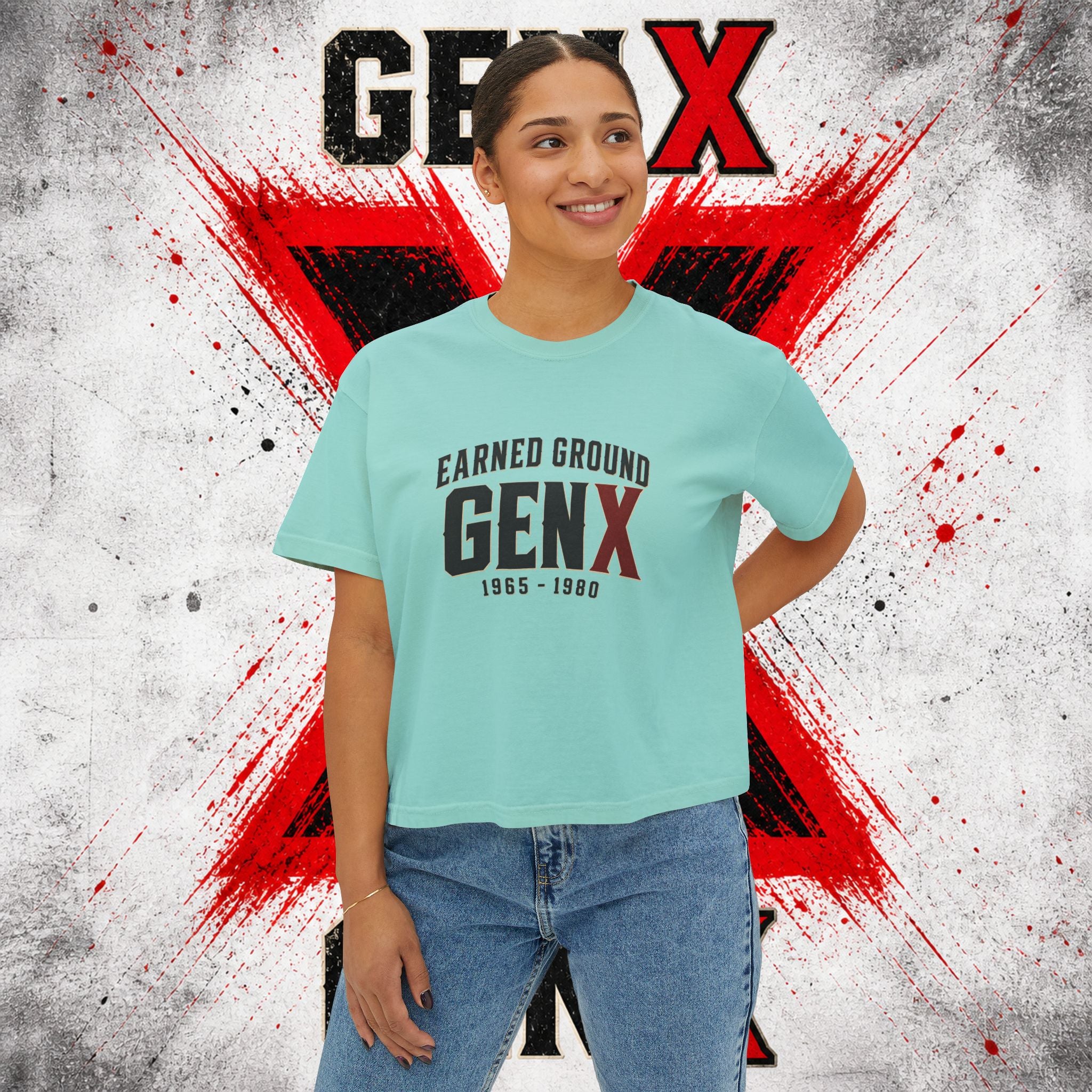 Gen X Women's Boxy Tee — "Earned Ground" 1965–1980 Retro