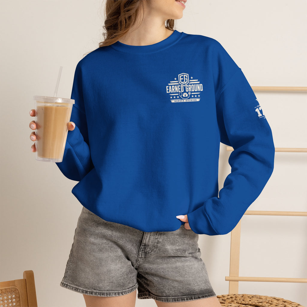 EARNED GROUND Nurses Division Crewneck Sweatshirt – Nurses Caduceus Badge Design