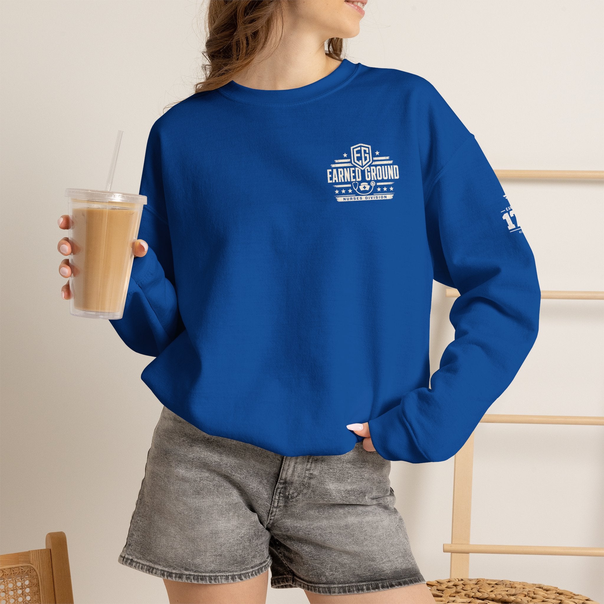 EARNED GROUND Nurses Division Crewneck Sweatshirt – Nurses Caduceus Badge Design