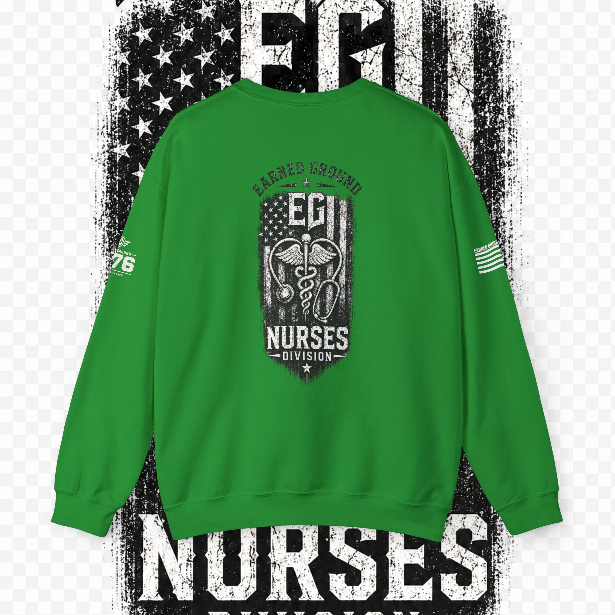 EARNED GROUND Nurses Division Crewneck Sweatshirt – Nurses Caduceus Badge Design