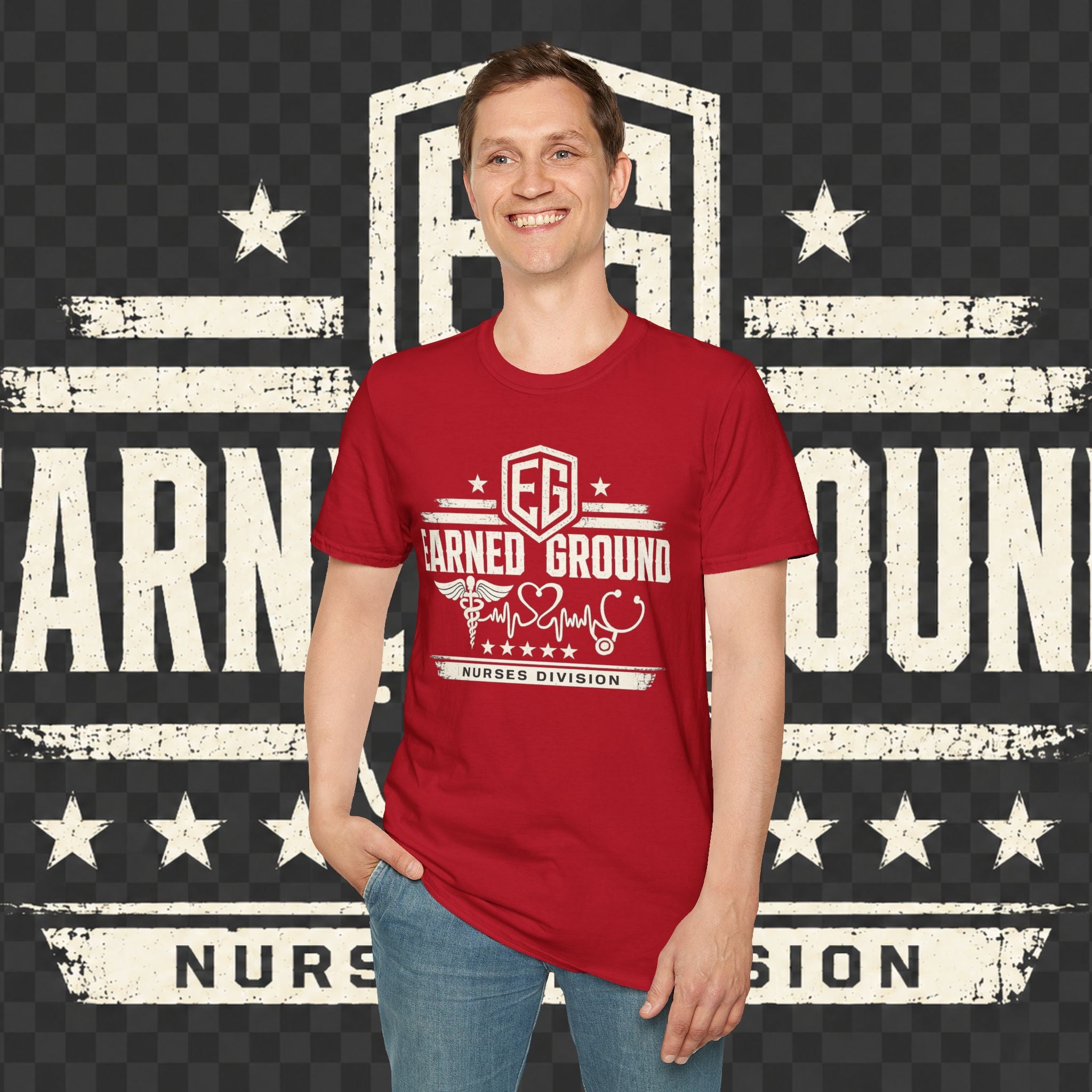Earned Ground Nurses Division T-Shirt — Nurse Appreciation Medical Heartbeat Tee