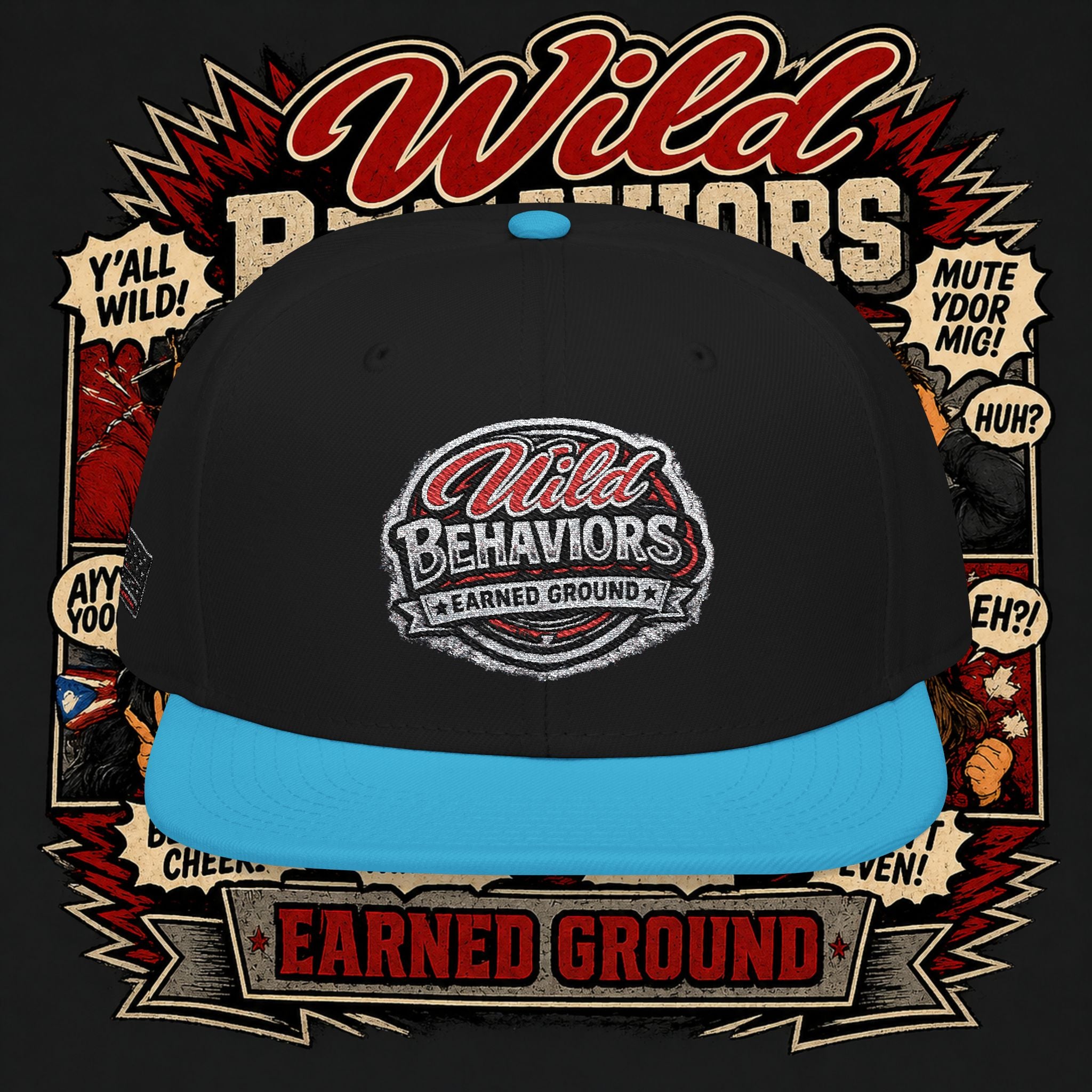 Earned Ground Cap Snapback Hat — 'Wild Behaviors' Embroidered Earned Ground Cap