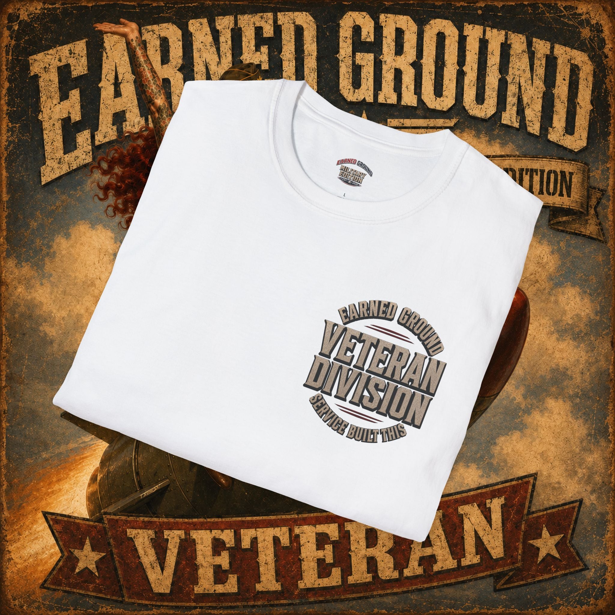 Earned Ground Veteran Division T‑Shirt —"LILY PINUP" VINTAGE SERVICE DIVISON