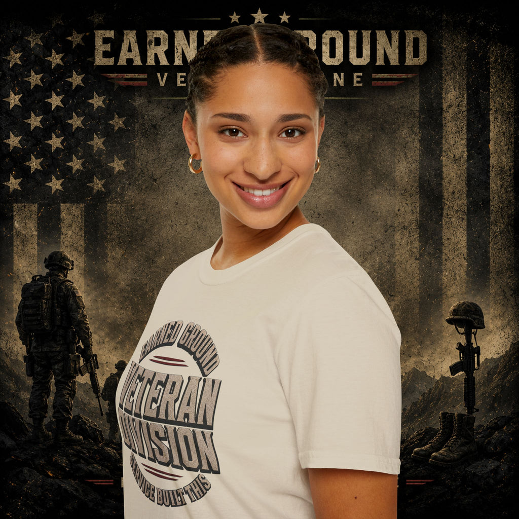 Earned Ground Veteran Division 'Service Built This'— Military Tribute Tee