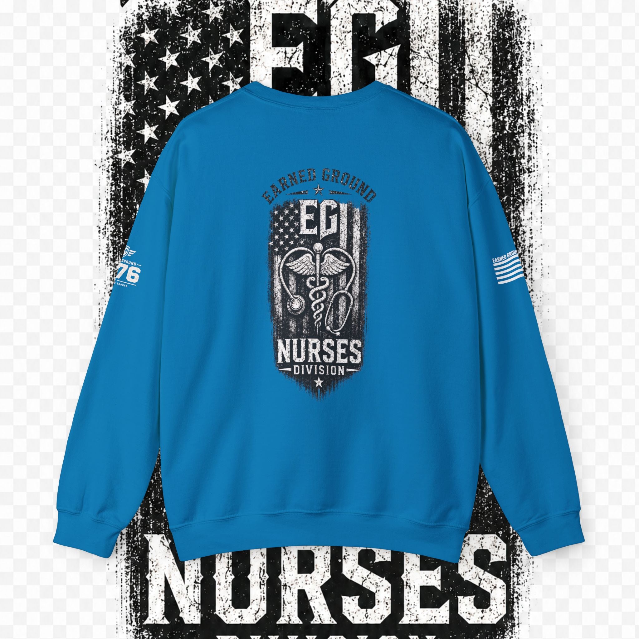 EARNED GROUND Nurses Division Crewneck Sweatshirt – Nurses Caduceus Badge Design