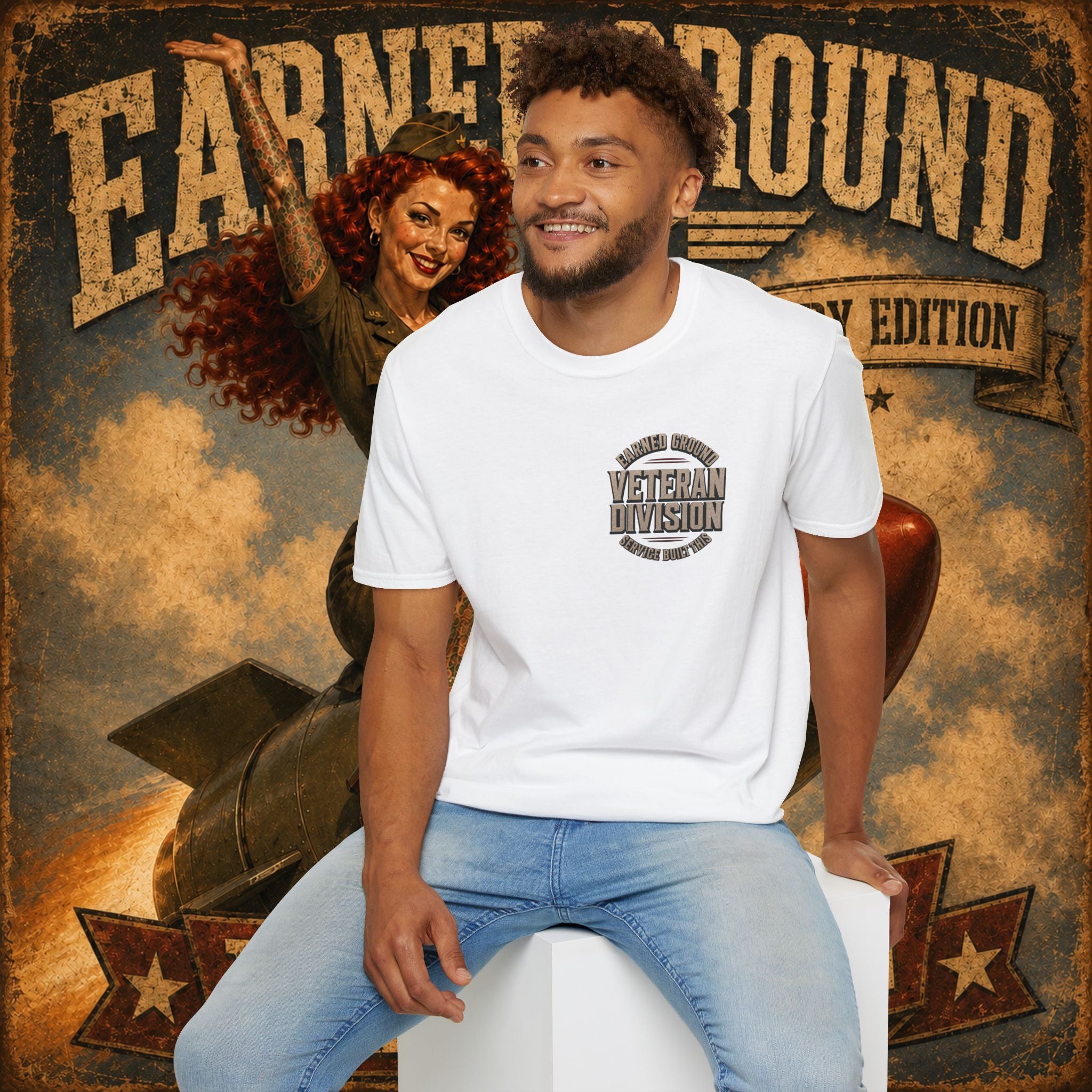 Earned Ground Veteran Division T‑Shirt —"LILY PINUP" VINTAGE SERVICE DIVISON