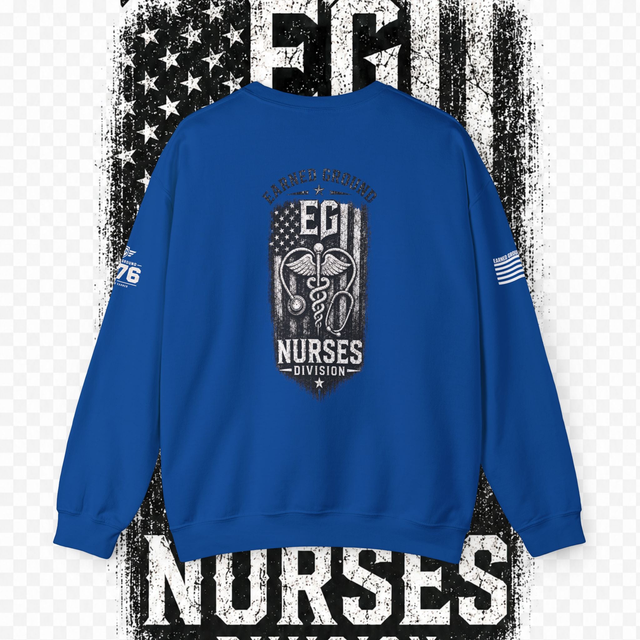 EARNED GROUND Nurses Division Crewneck Sweatshirt – Nurses Caduceus Badge Design