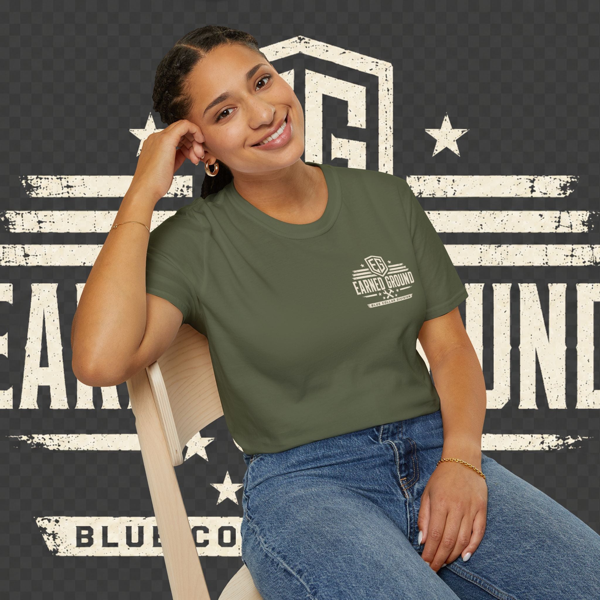 EARNED GROUND "BLUE COLLAR DIVISION" Coastal Calm Graphic T-Shirt