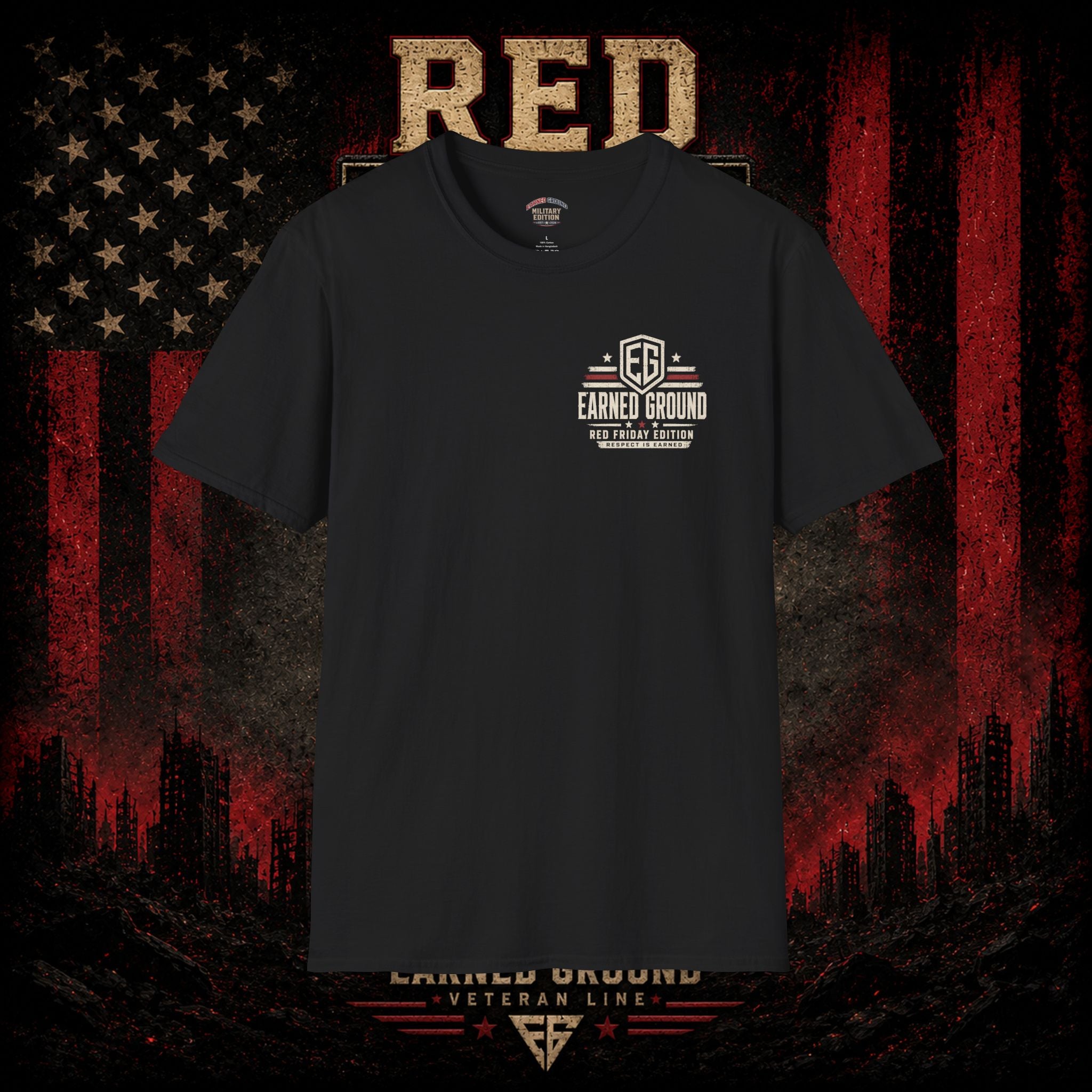 Earned Ground EG Military Flag T-Shirt — Red Friday Patriot Tee