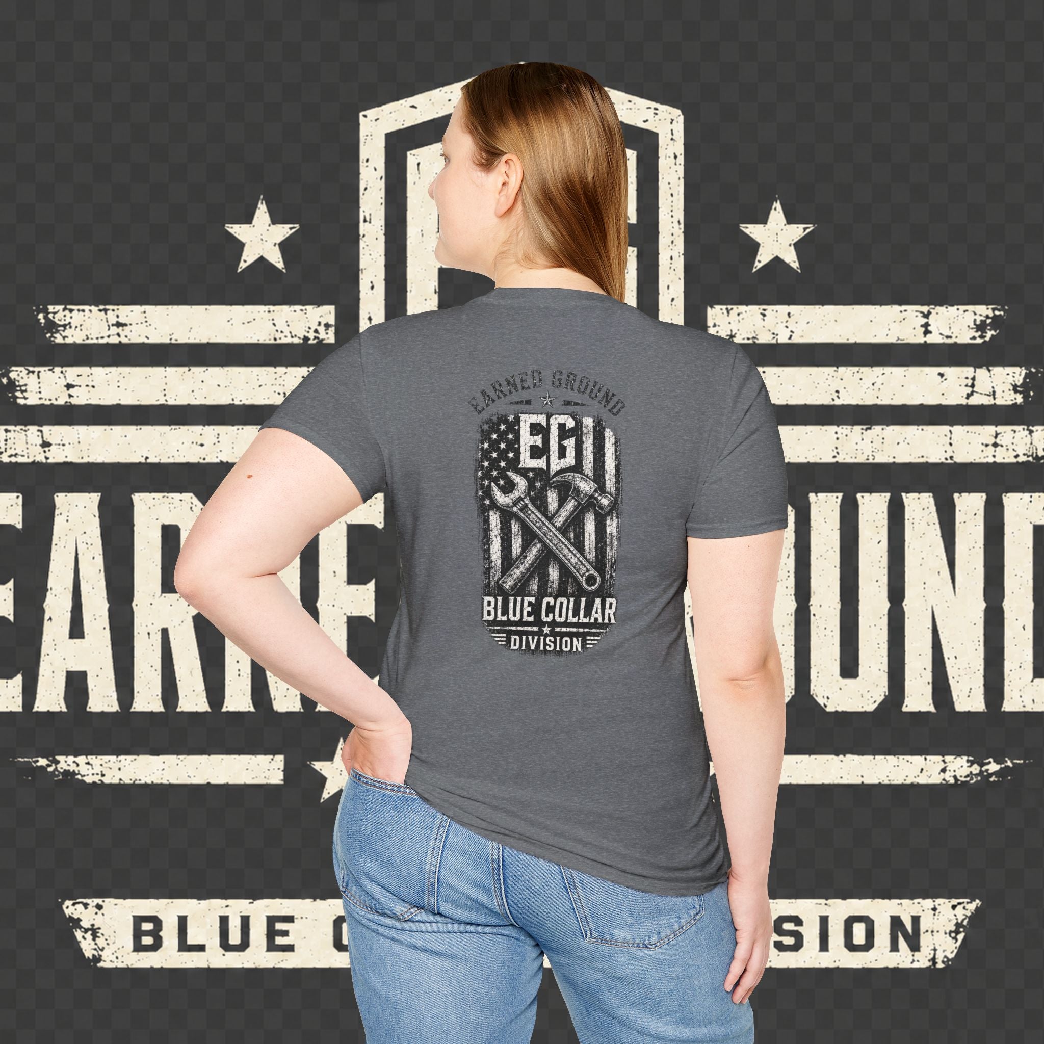 EARNED GROUND "BLUE COLLAR DIVISION" Coastal Calm Graphic T-Shirt