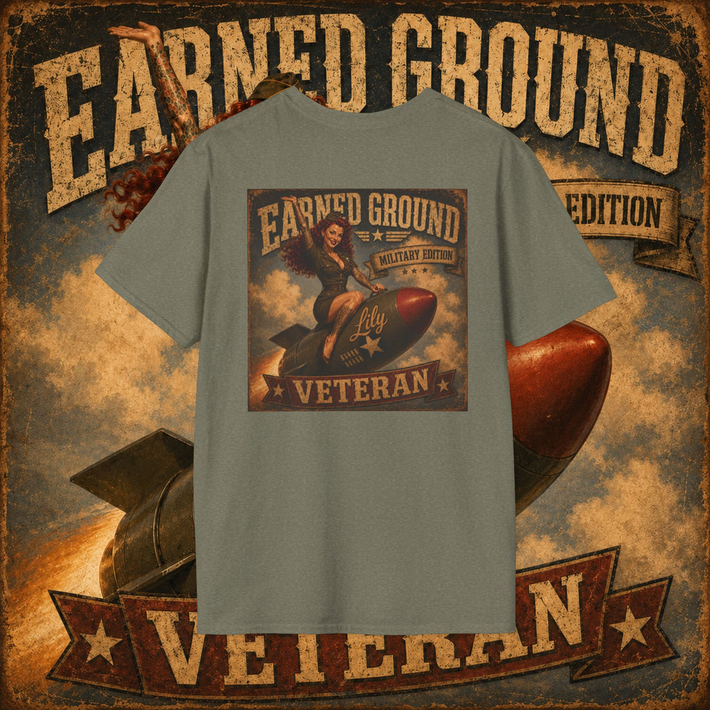 Earned Ground Veteran Division T‑Shirt —"LILY PINUP" VINTAGE SERVICE DIVISON
