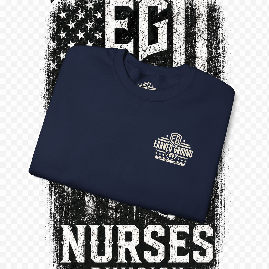 EARNED GROUND Nurses Division Crewneck Sweatshirt – Nurses Caduceus Badge Design