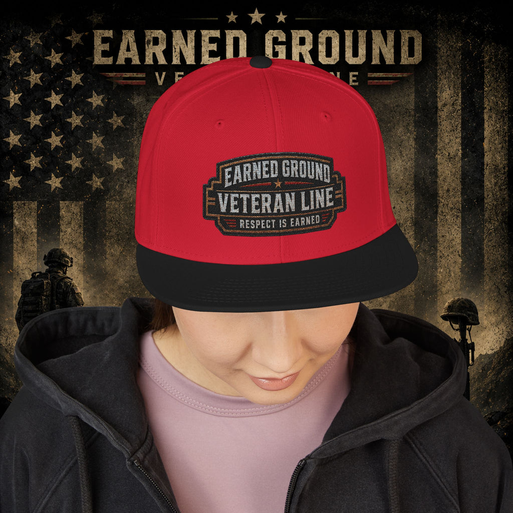 Earned Ground Veteran Line  Embroidered Snapback Hat