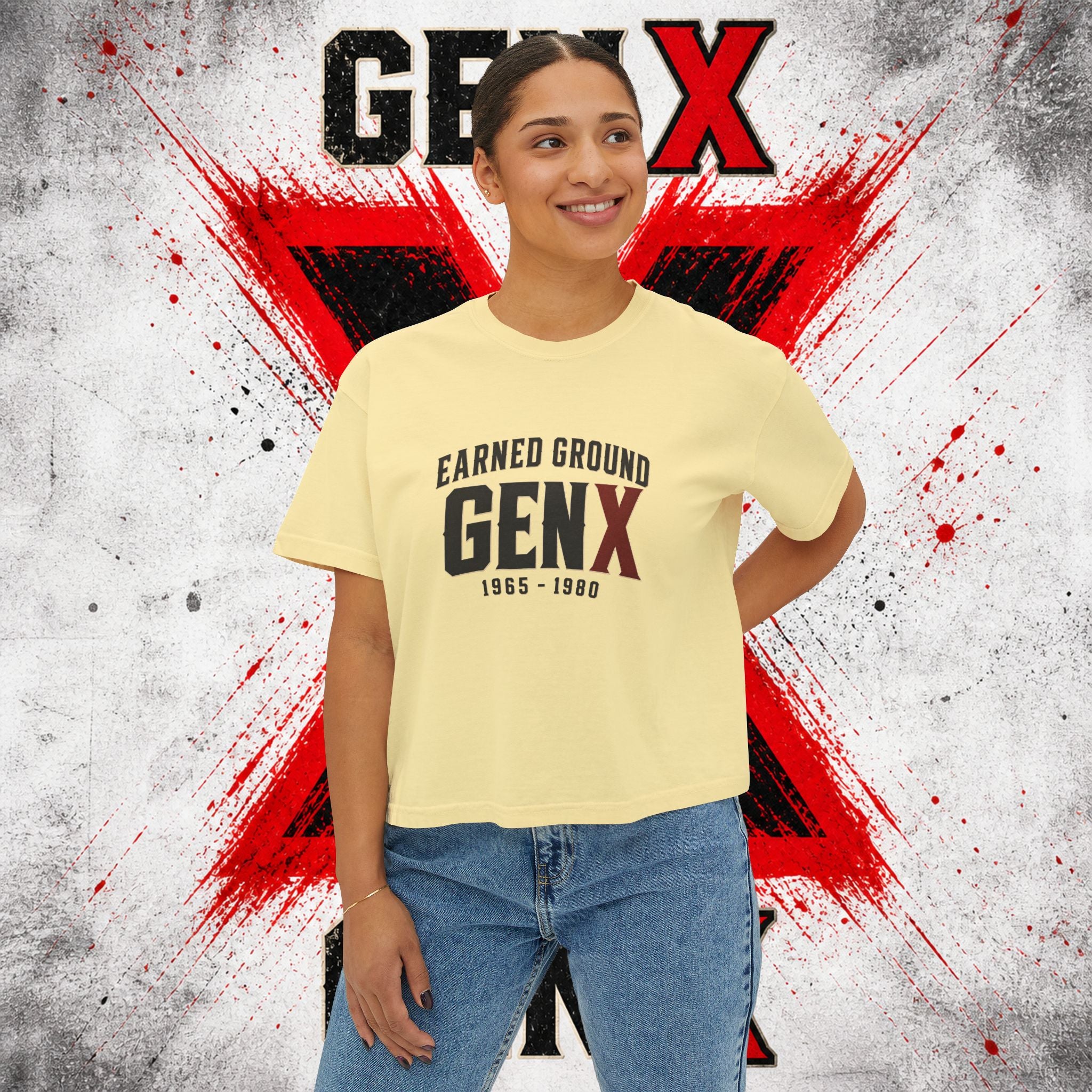 Gen X Women's Boxy Tee — "Earned Ground" 1965–1980 Retro
