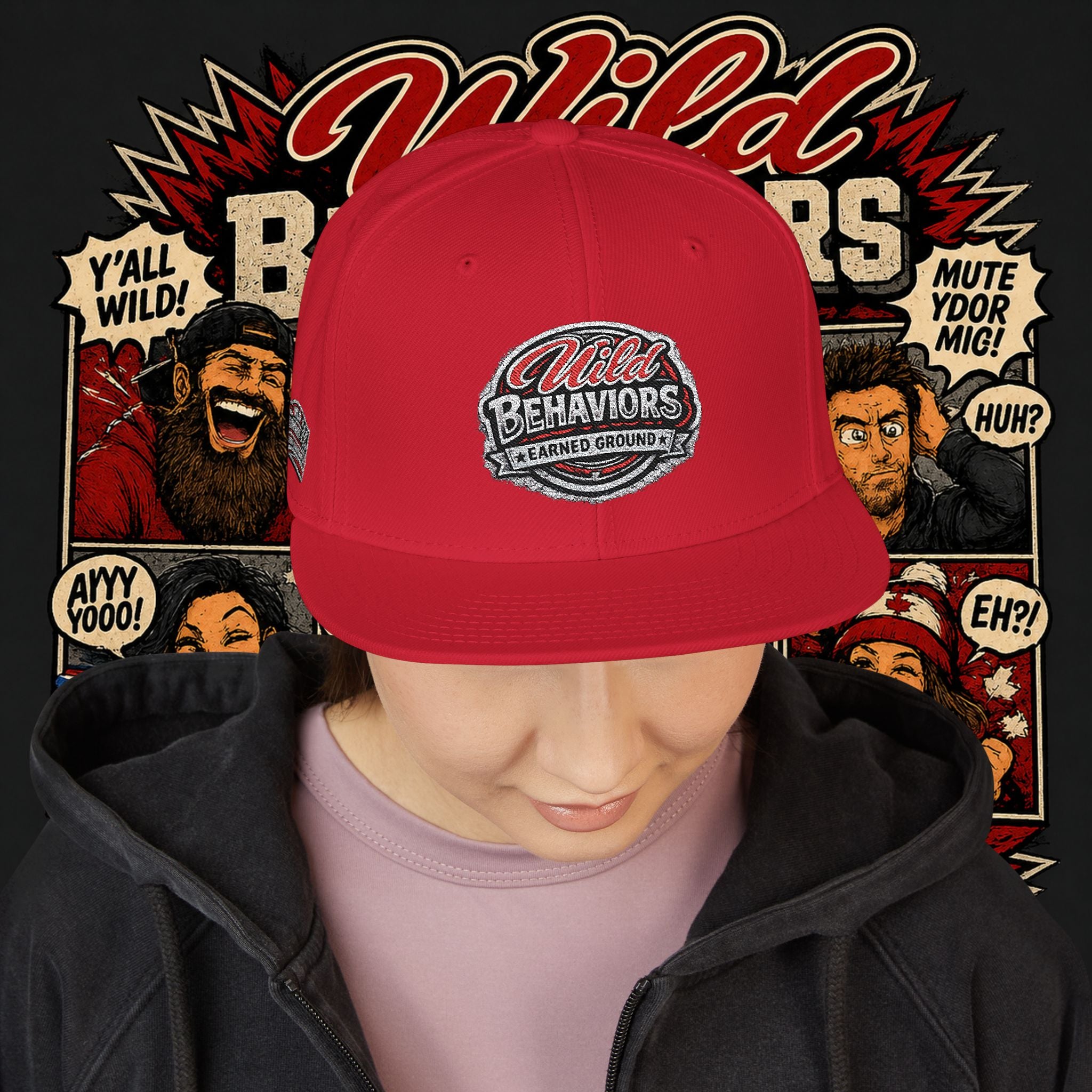 Earned Ground Cap Snapback Hat — 'Wild Behaviors' Embroidered Earned Ground Cap