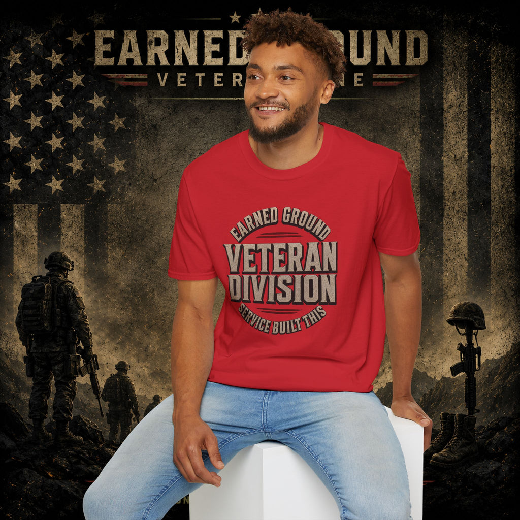 Earned Ground Veteran Division 'Service Built This'— Military Tribute Tee