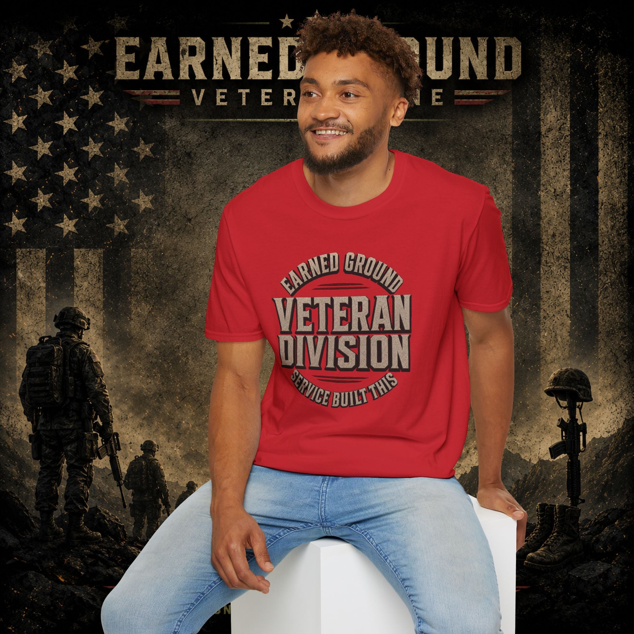 Earned Ground Veteran Division 'Service Built This'— Military Tribute Tee
