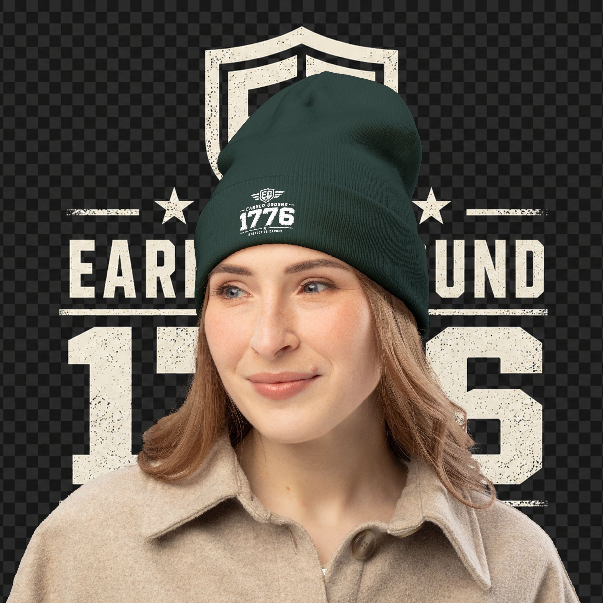 EARNED GROUND 1776 "Respect Is Earned" Embroidered Knit Beanie