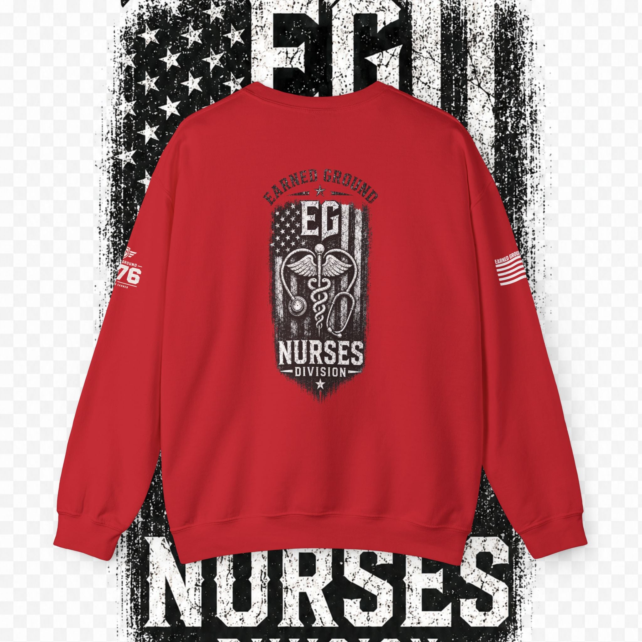 EARNED GROUND Nurses Division Crewneck Sweatshirt – Nurses Caduceus Badge Design