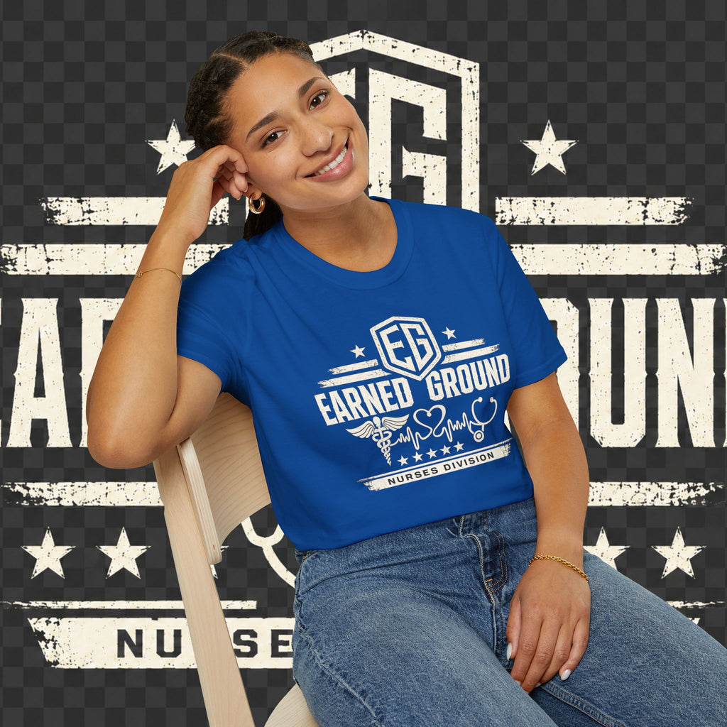 Earned Ground Nurses Division T-Shirt — Nurse Appreciation Medical Heartbeat Tee