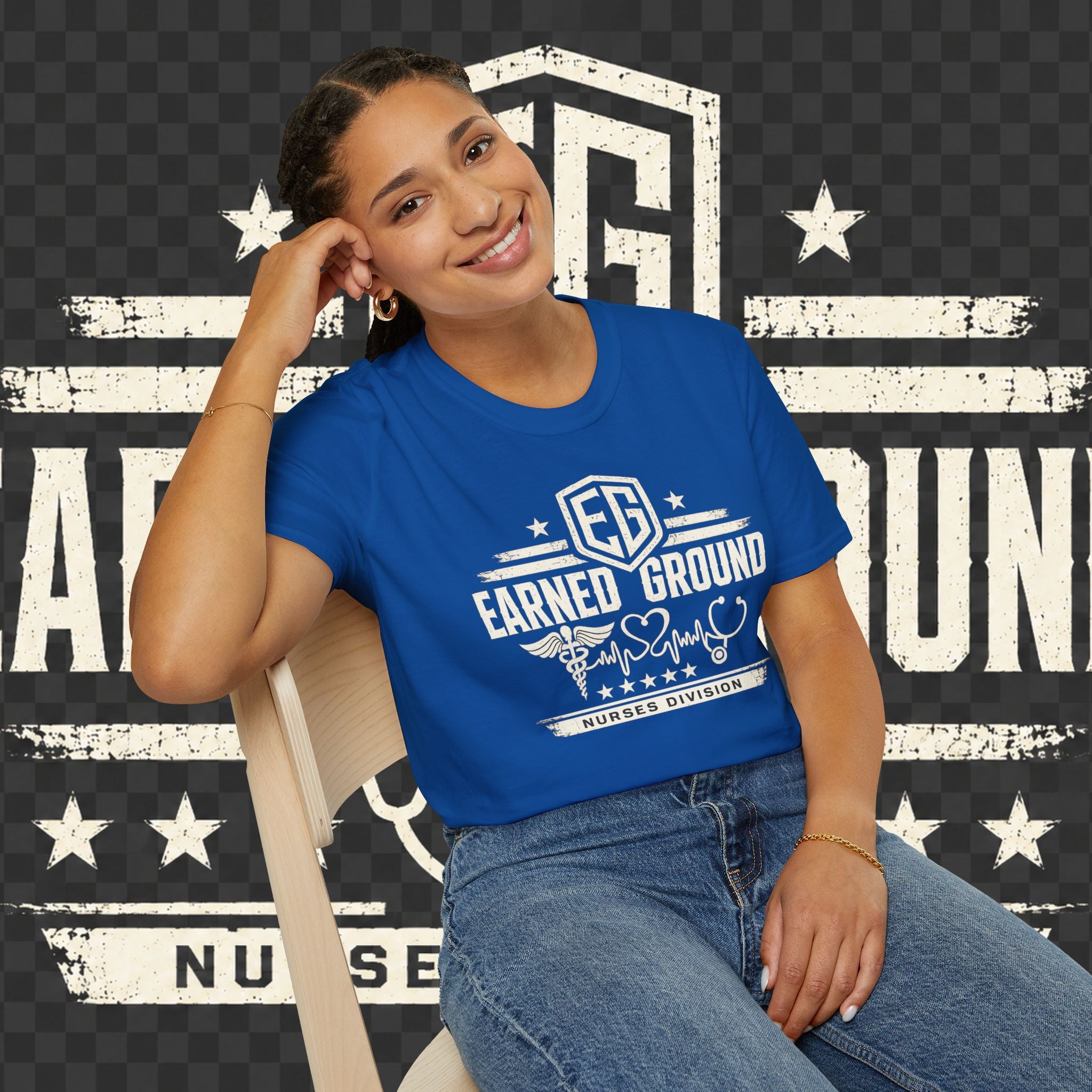 Earned Ground Nurses Division T-Shirt — Nurse Appreciation Medical Heartbeat Tee