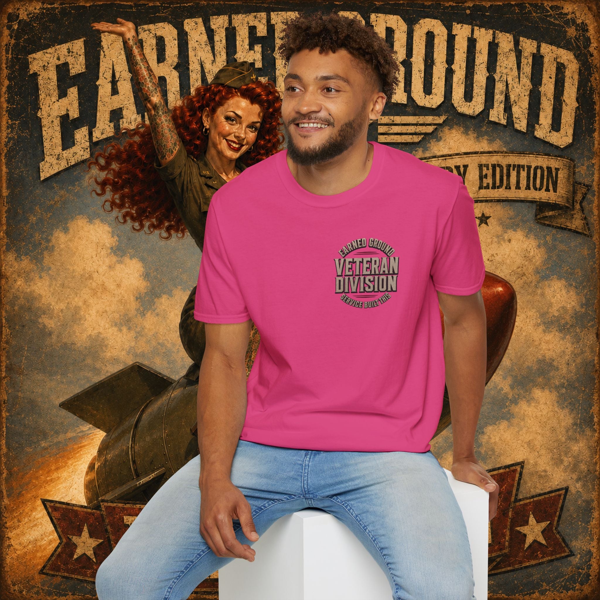 Earned Ground Veteran Division T‑Shirt —"LILY PINUP" VINTAGE SERVICE DIVISON