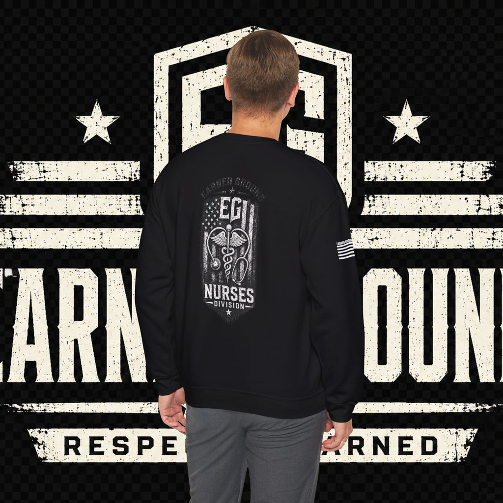 EARNED GROUND Nurses Division Crewneck Sweatshirt – Nurses Caduceus Badge Design