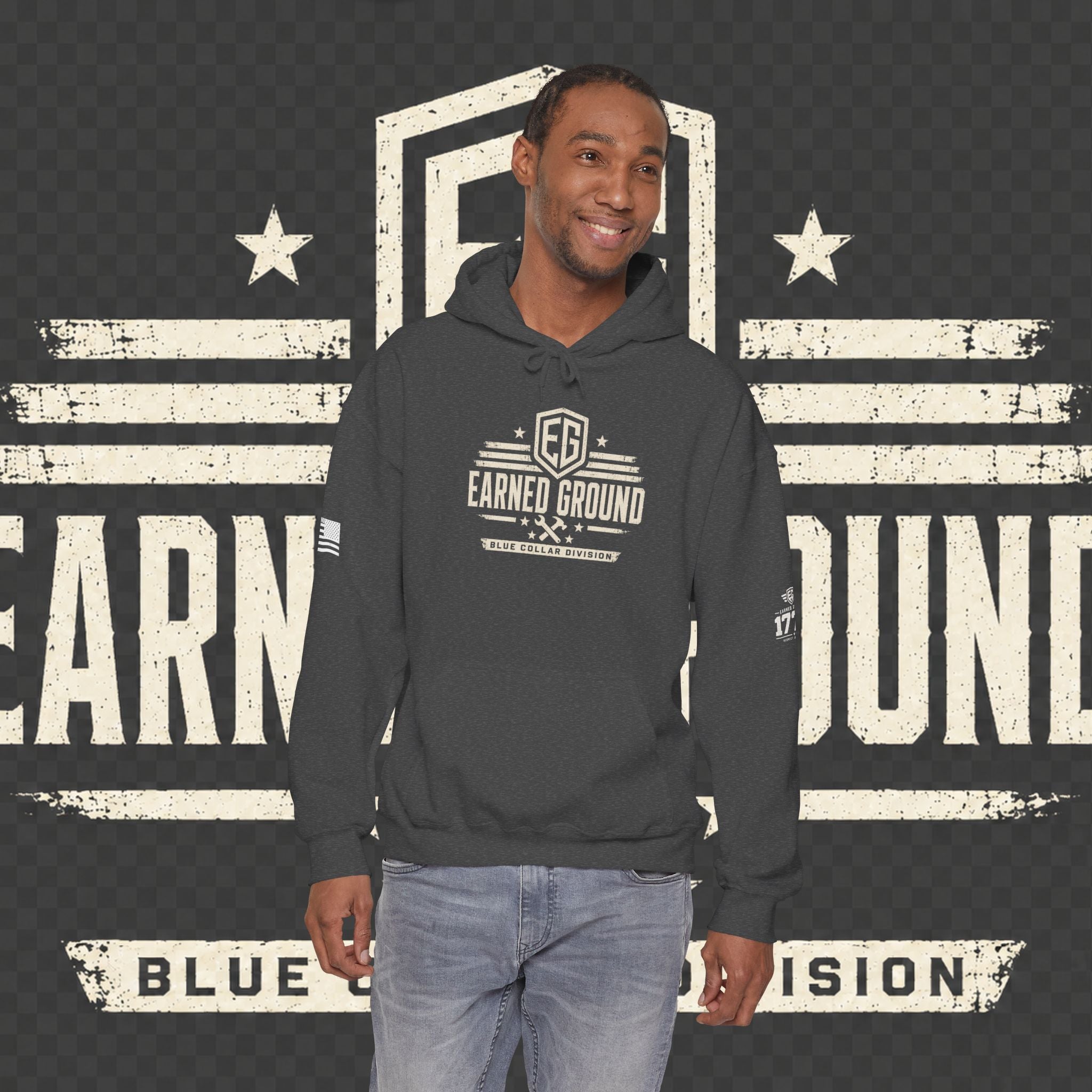 Earned Ground Blue Collar Hoodie – Blue Collar Division Hoodie