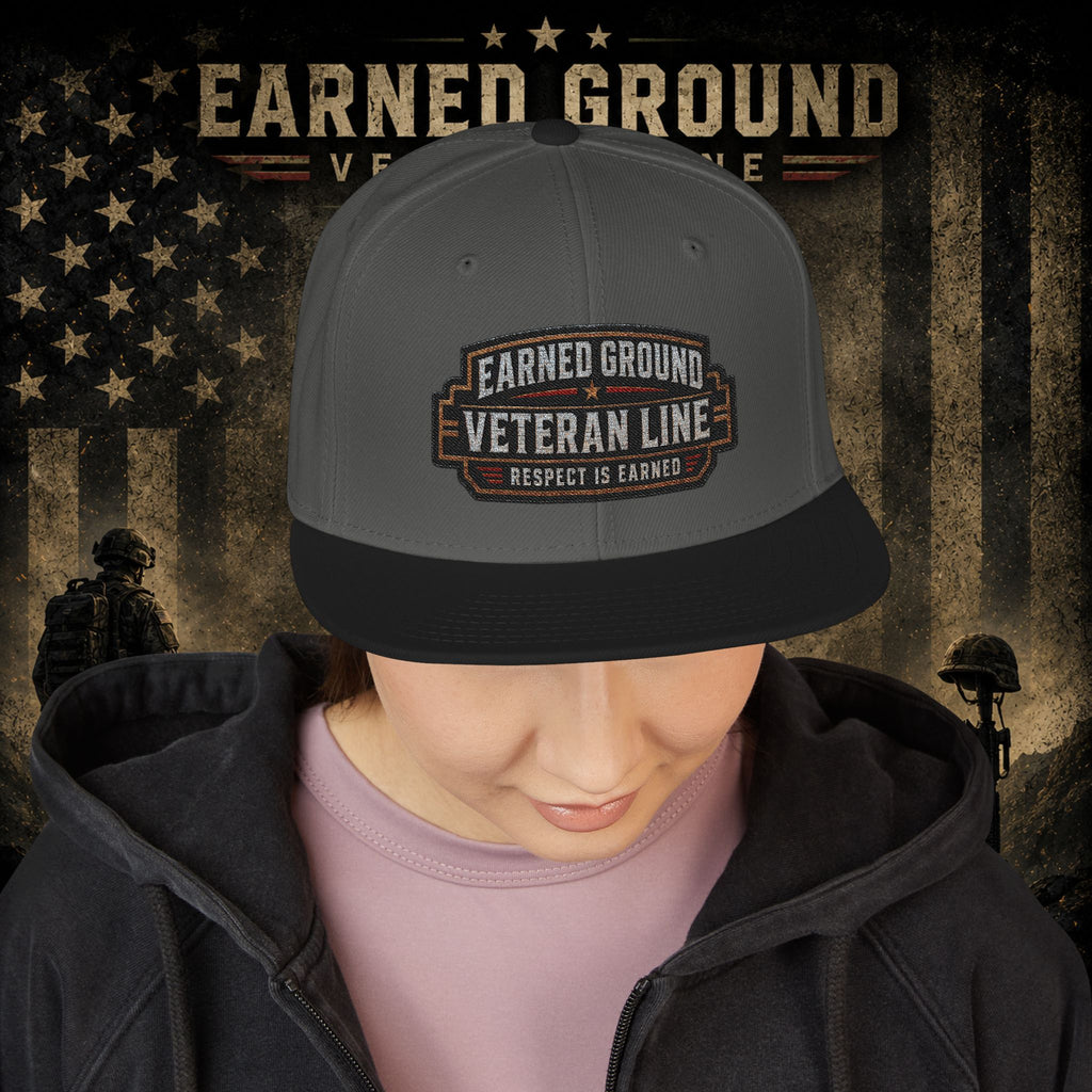 Earned Ground Veteran Line  Embroidered Snapback Hat
