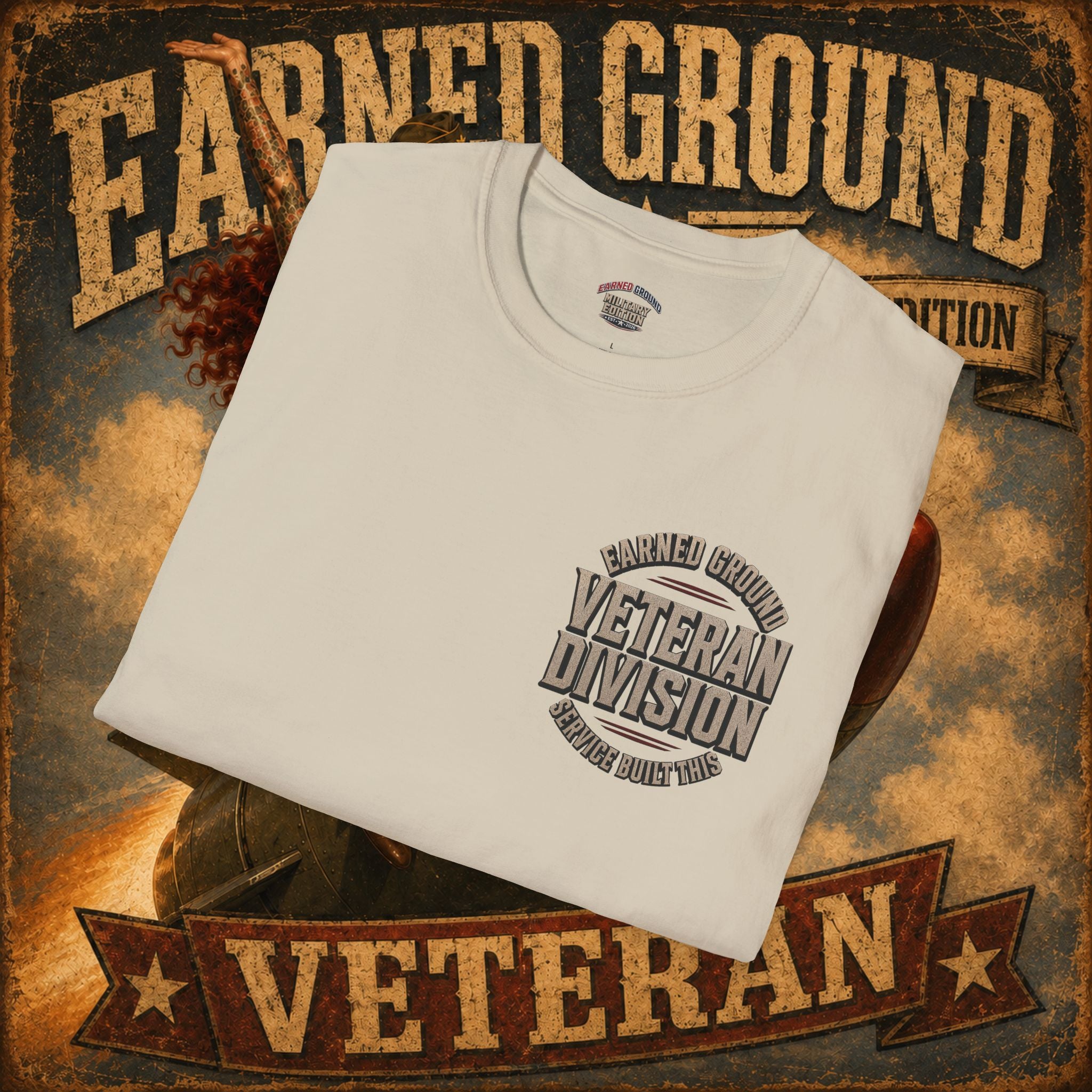 Earned Ground Veteran Division T‑Shirt —"LILY PINUP" VINTAGE SERVICE DIVISON