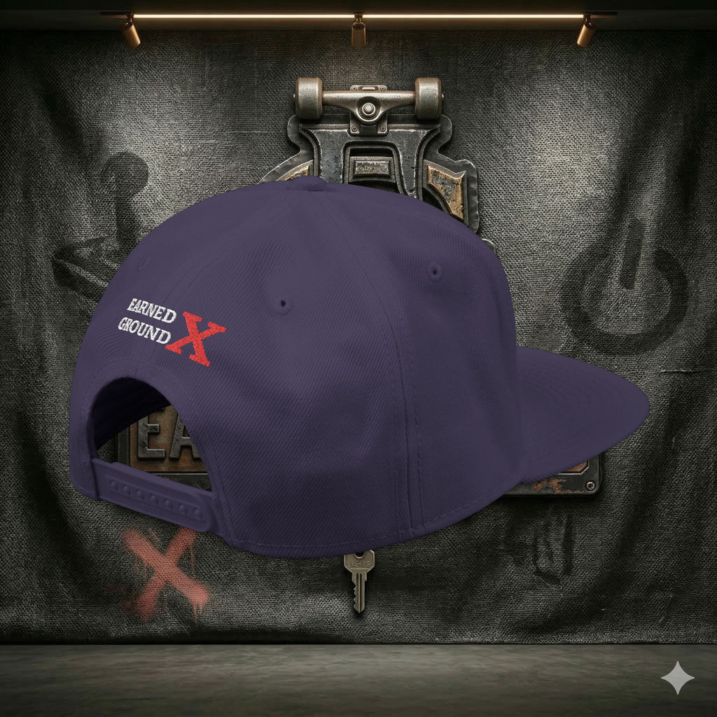 EARNED GROUND GEN 'X' EMBROIDED Snapback Hat — Vintage Red  GEN X Patch Logo Cap