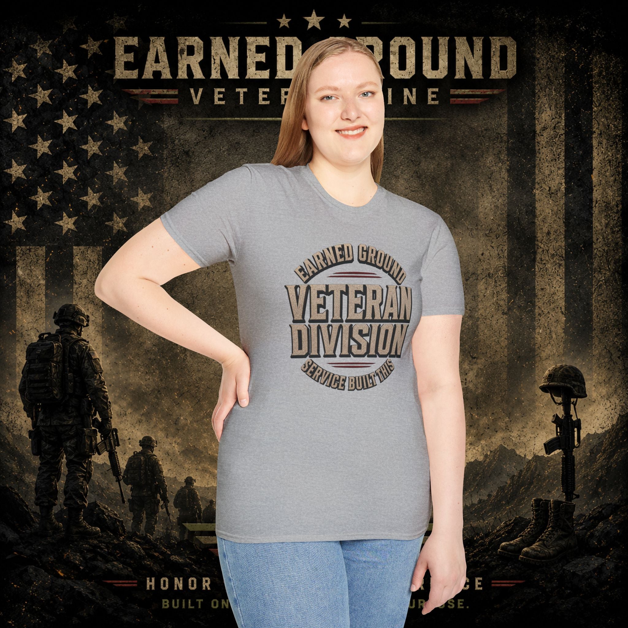Earned Ground Veteran Division 'Service Built This'— Military Tribute Tee