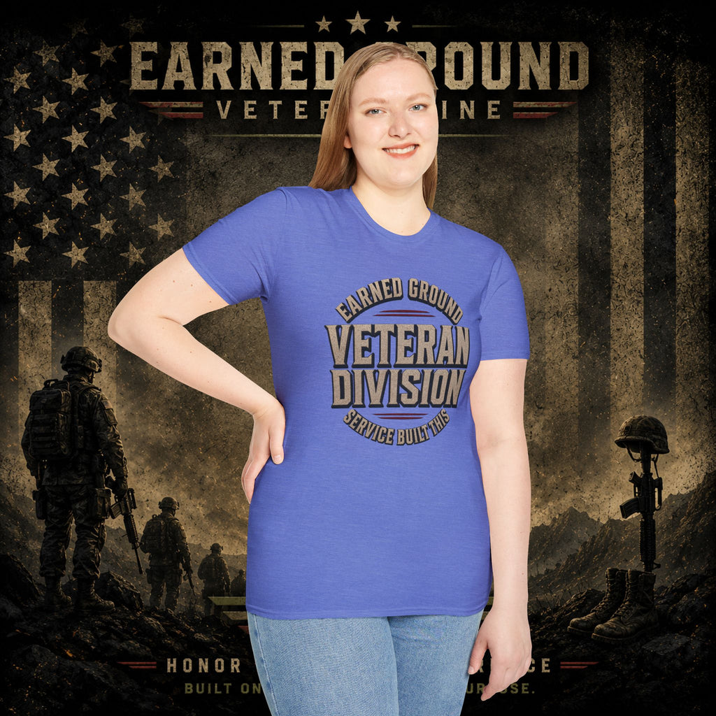 Earned Ground Veteran Division 'Service Built This'— Military Tribute Tee