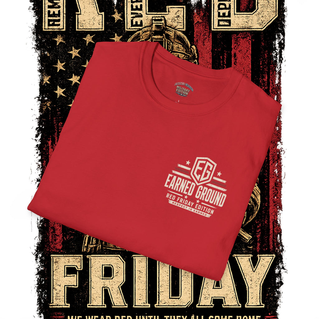 Earned Ground EG Military Flag T-Shirt — Red Friday Patriot Tee