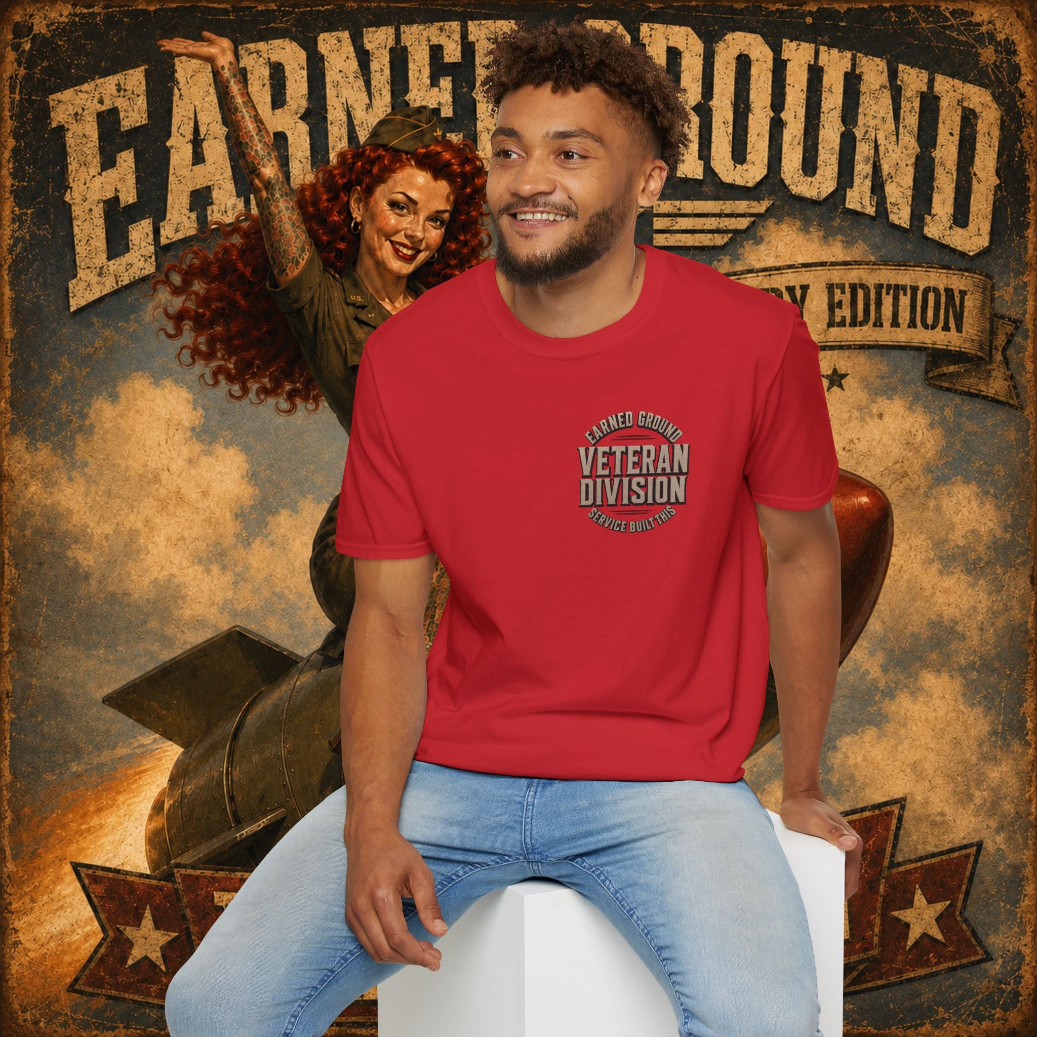 Earned Ground Veteran Division T‑Shirt —"LILY PINUP" VINTAGE SERVICE DIVISON