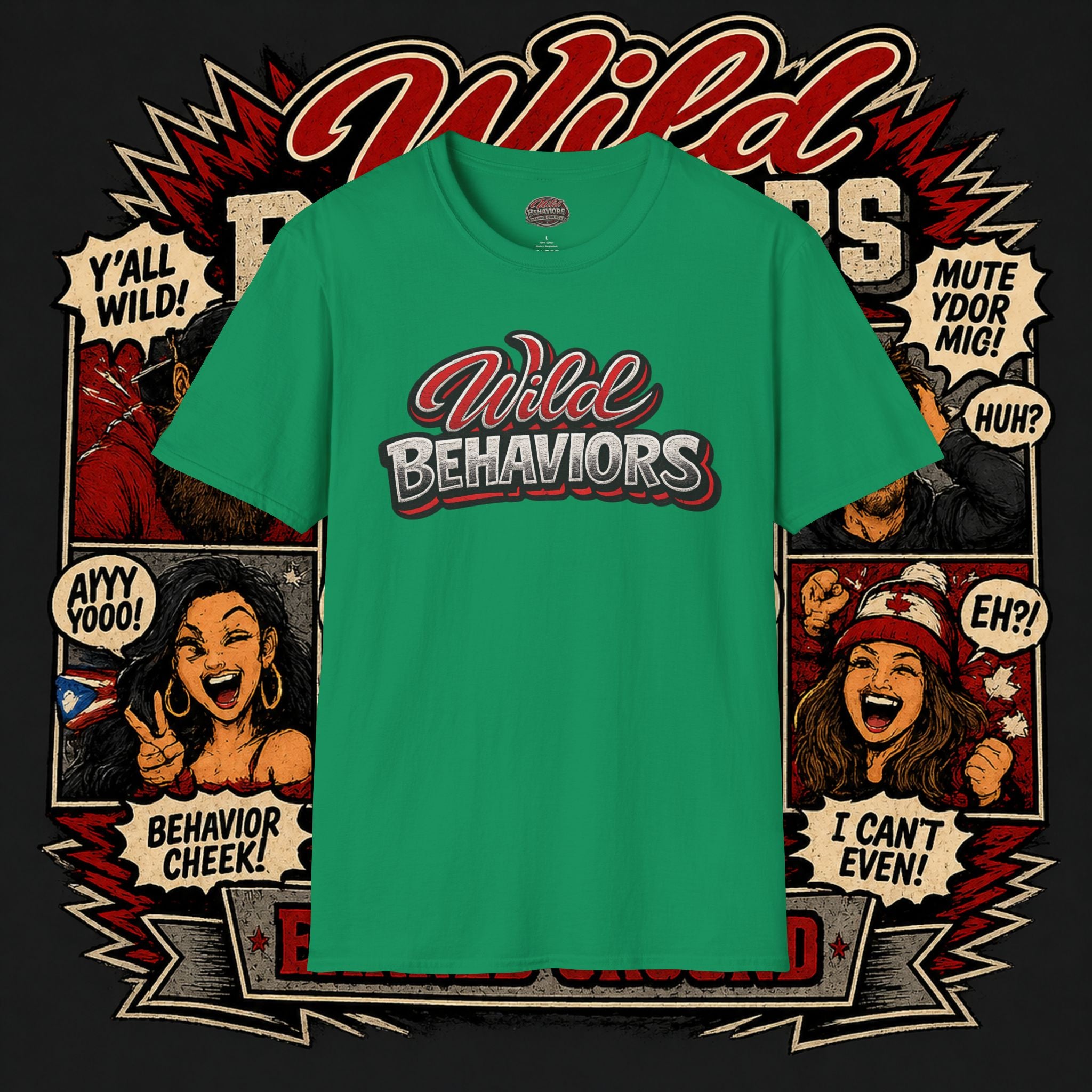 Earned Ground "Wild Behaviors" T-Shirt — Retro Red & White Graphic Tee