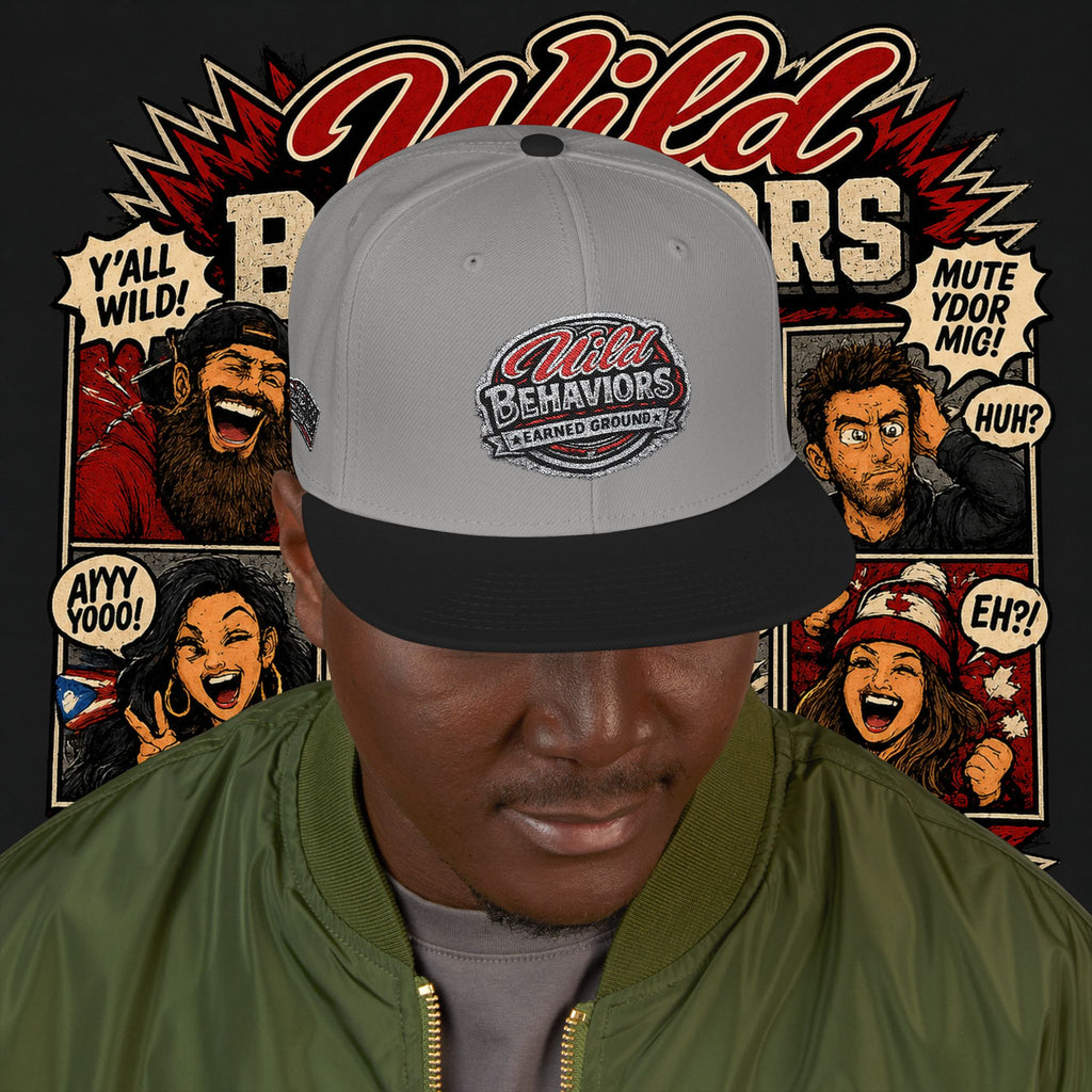 Earned Ground Cap Snapback Hat — 'Wild Behaviors' Embroidered Earned Ground Cap