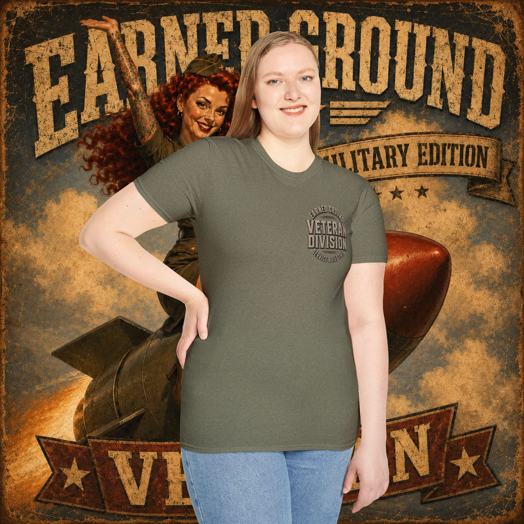Earned Ground Veteran Division T‑Shirt —"LILY PINUP" VINTAGE SERVICE DIVISON