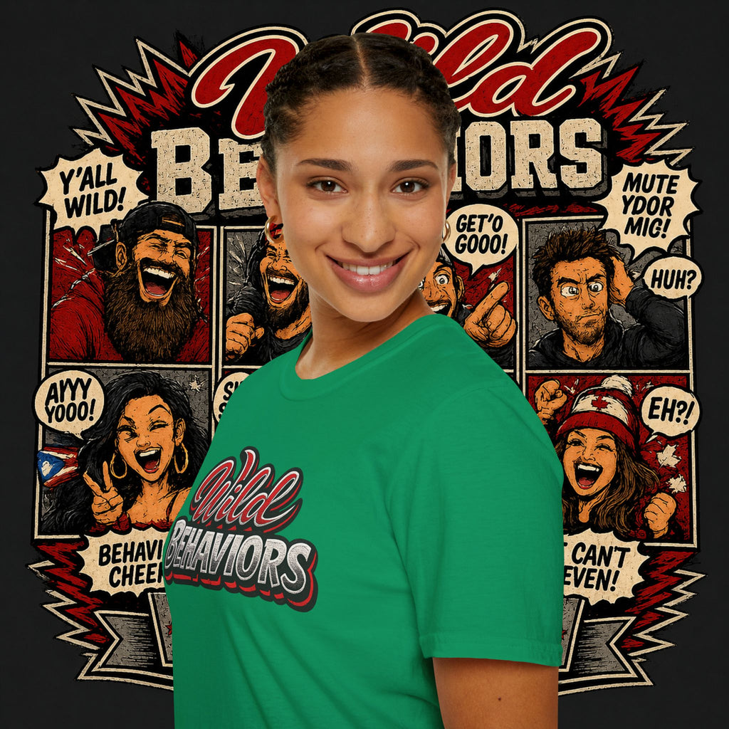 Earned Ground "Wild Behaviors" T-Shirt — Retro Red & White Graphic Tee