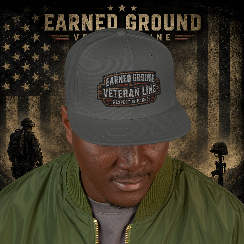 Earned Ground Veteran Line  Embroidered Snapback Hat