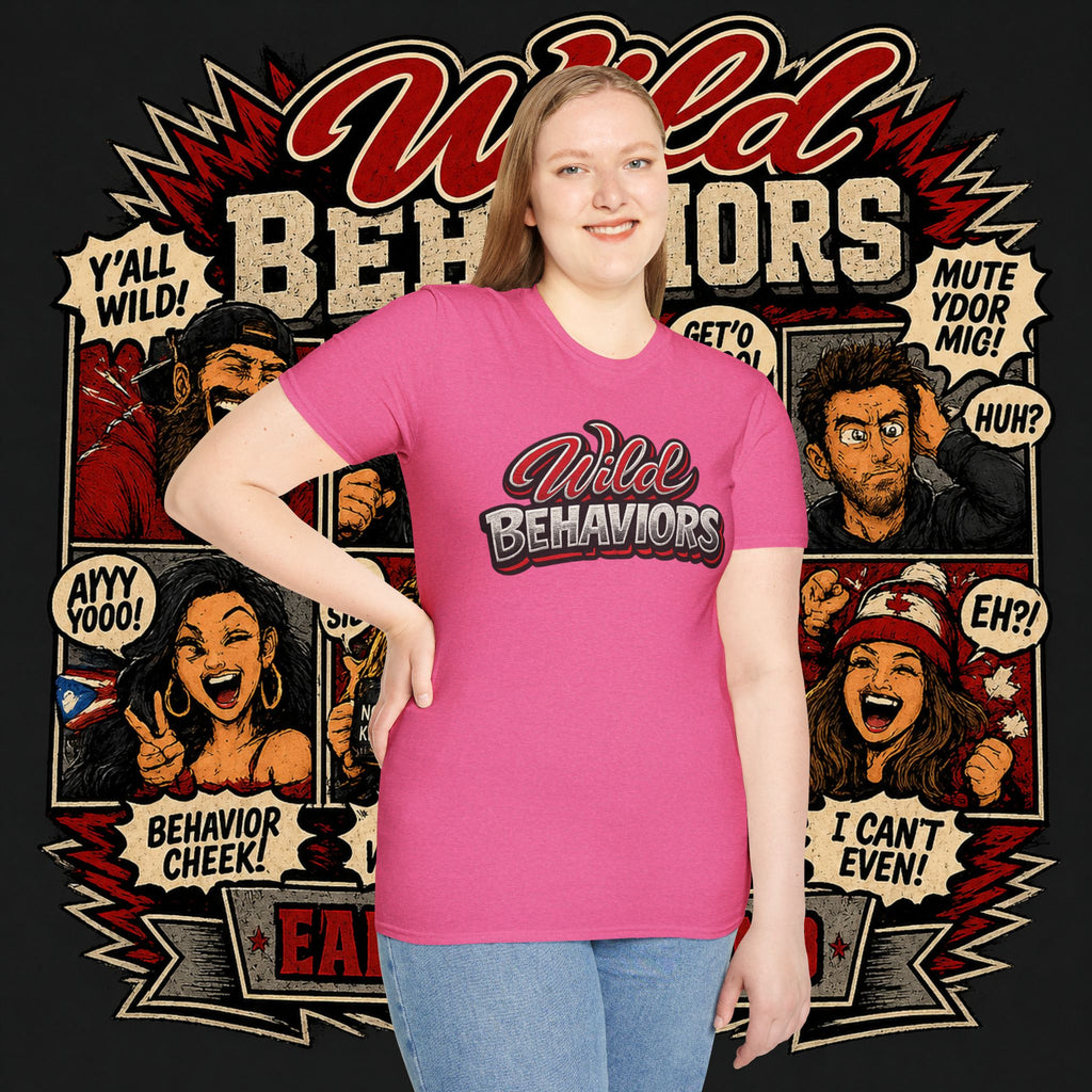 Earned Ground "Wild Behaviors" T-Shirt — Retro Red & White Graphic Tee