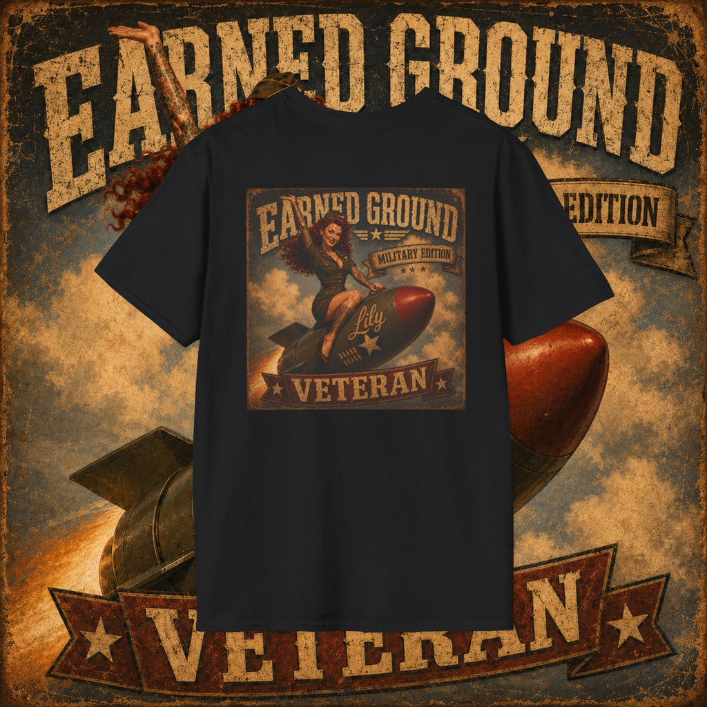 Earned Ground Veteran Division T‑Shirt —"LILY PINUP" VINTAGE SERVICE DIVISON
