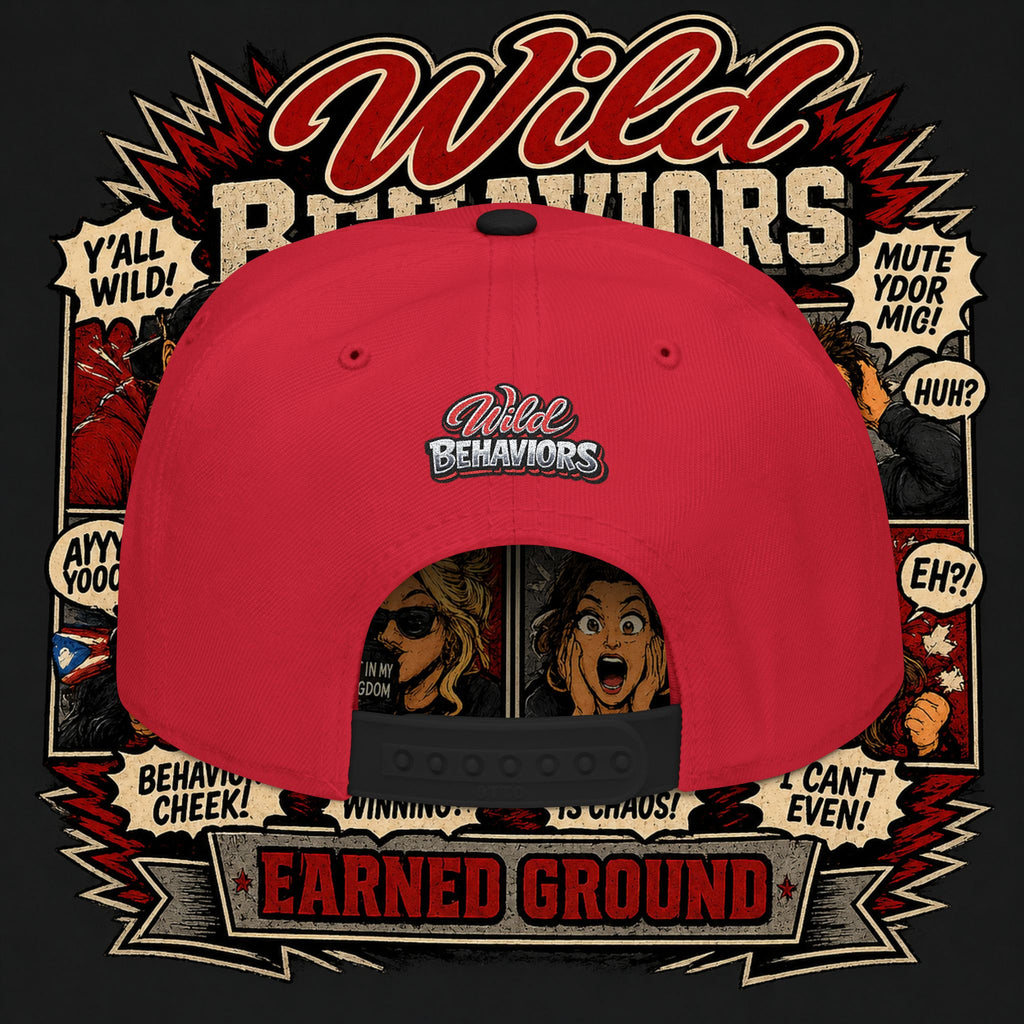 Earned Ground Cap Snapback Hat — 'Wild Behaviors' Embroidered Earned Ground Cap