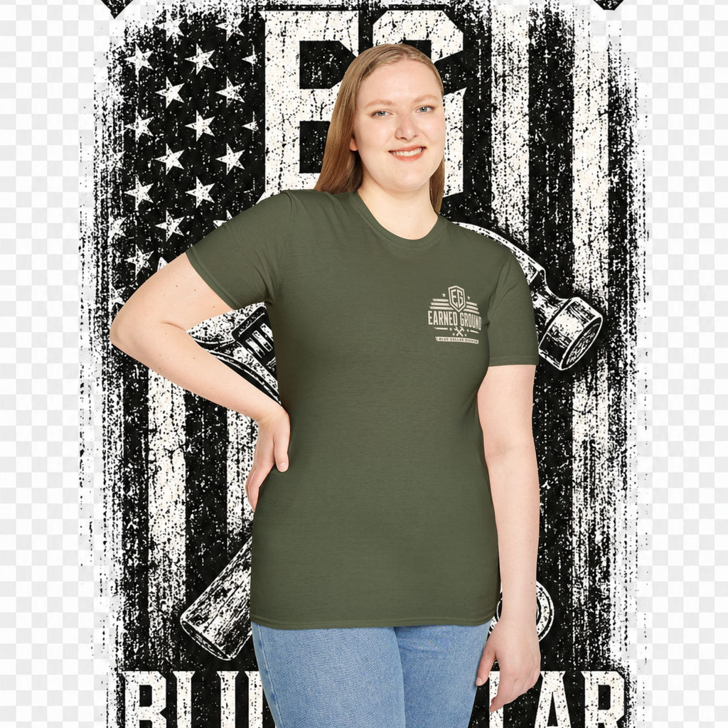 EARNED GROUND "BLUE COLLAR DIVISION" Coastal Calm Graphic T-Shirt