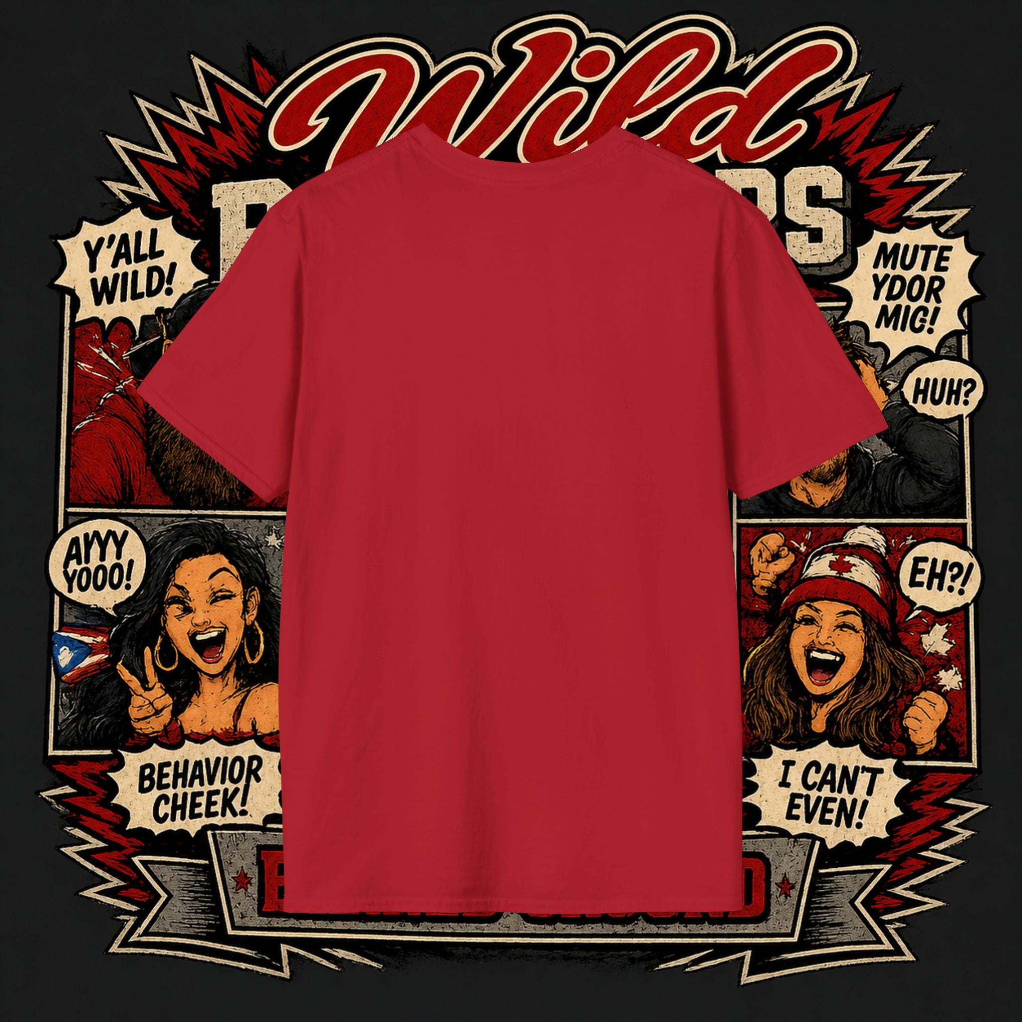Earned Ground "Wild Behaviors" T-Shirt — Retro Red & White Graphic Tee