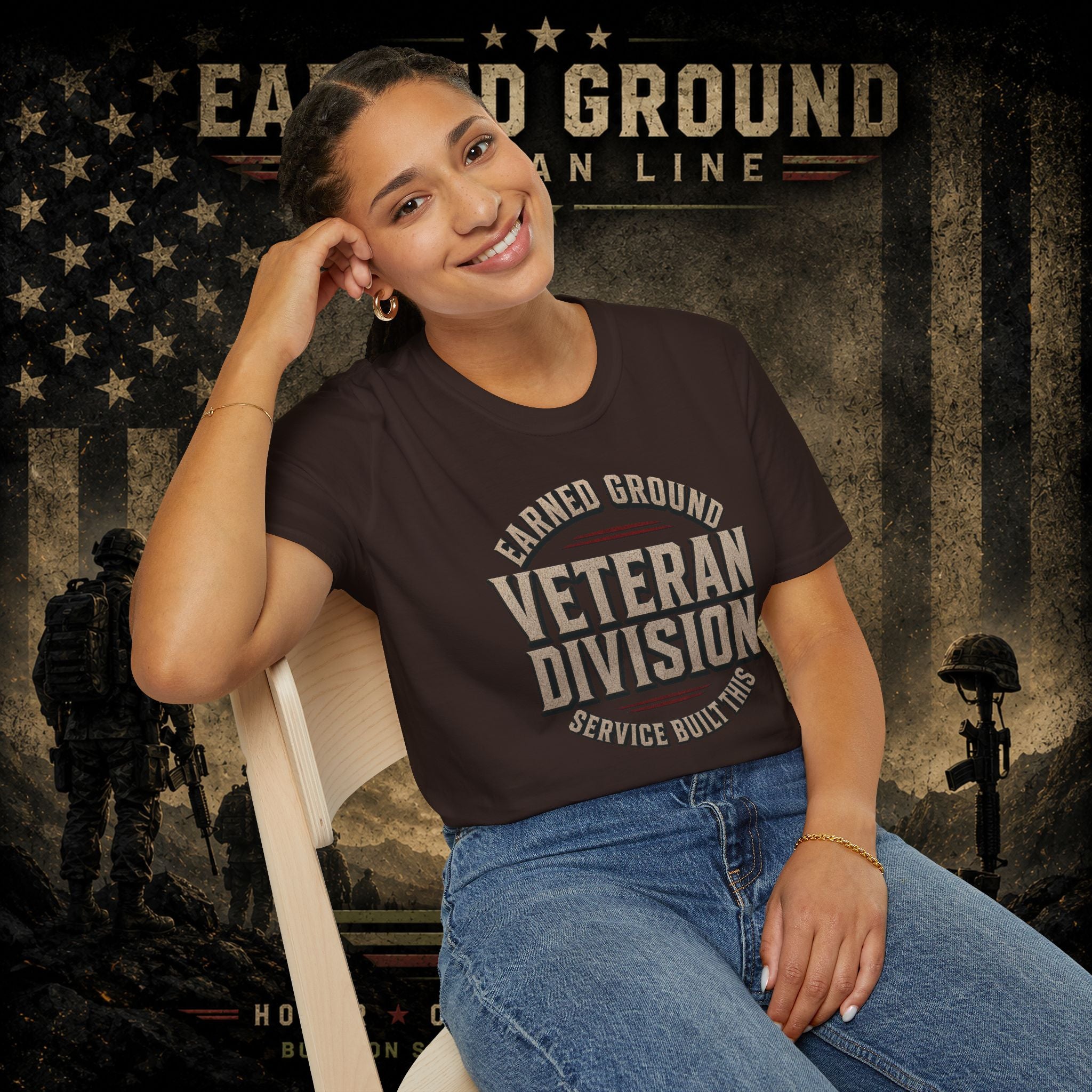 Earned Ground Veteran Division 'Service Built This'— Military Tribute Tee