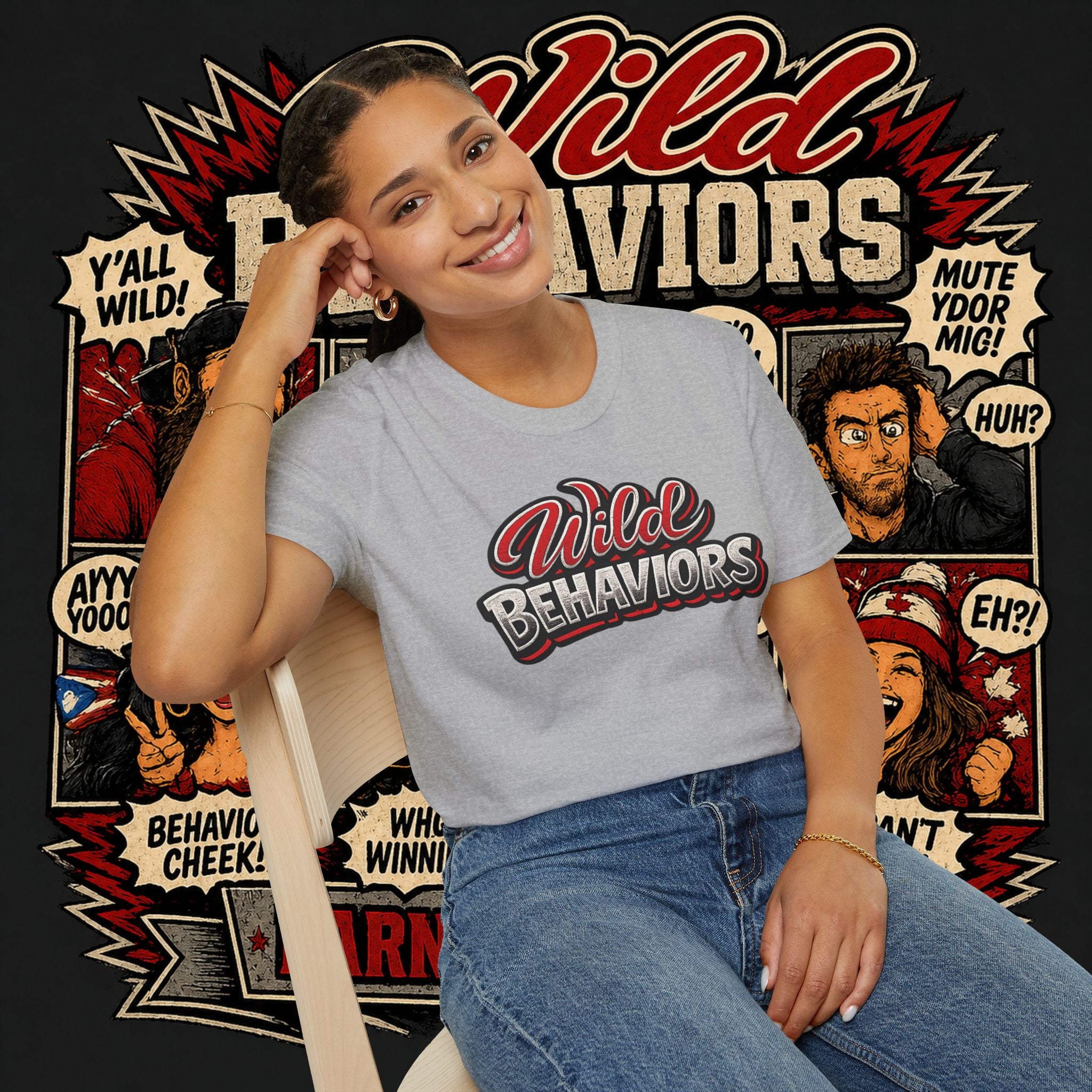 Earned Ground "Wild Behaviors" T-Shirt — Retro Red & White Graphic Tee