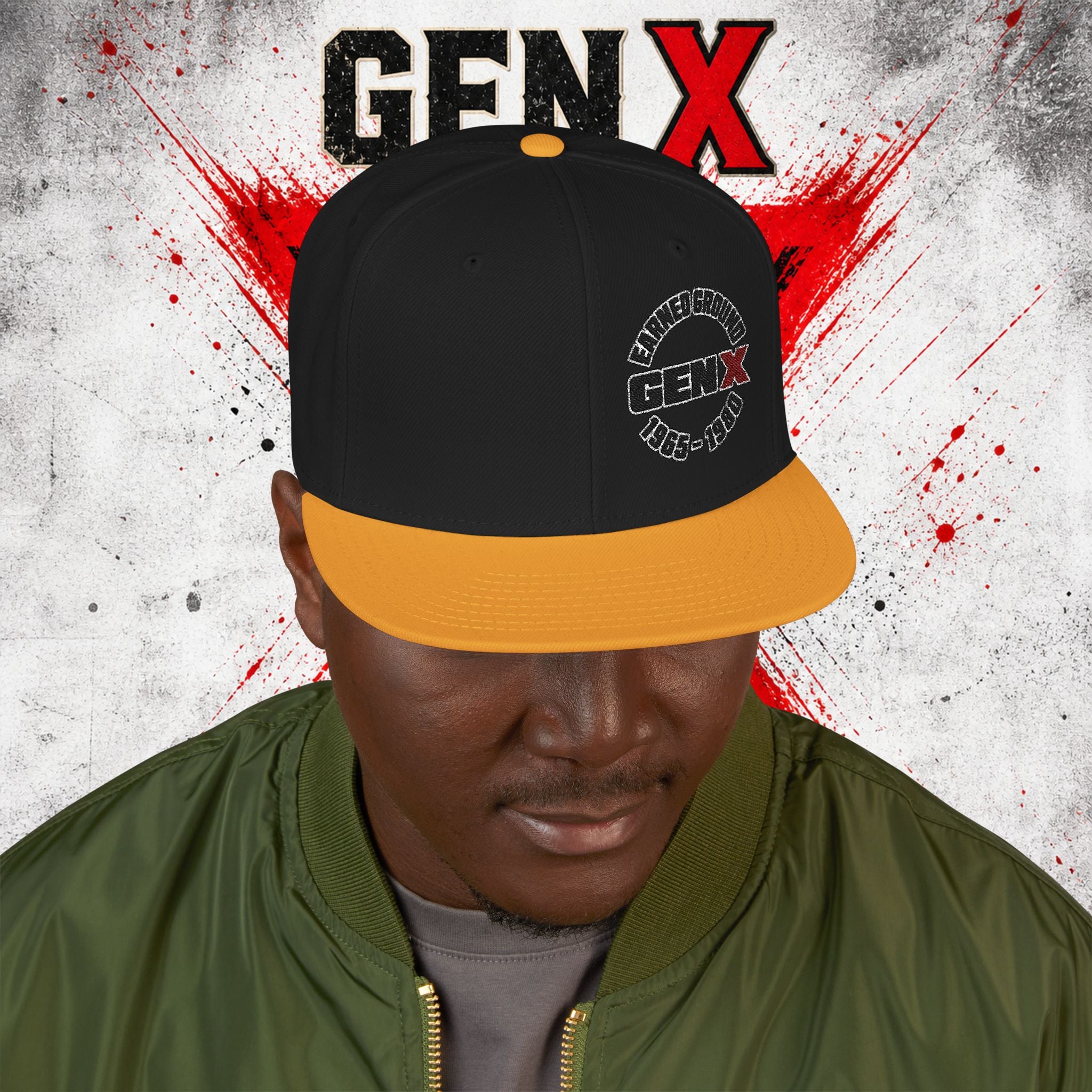 Gen X Embroidered Flat Bill Ball Cap — Gen X Proud 1965–1980